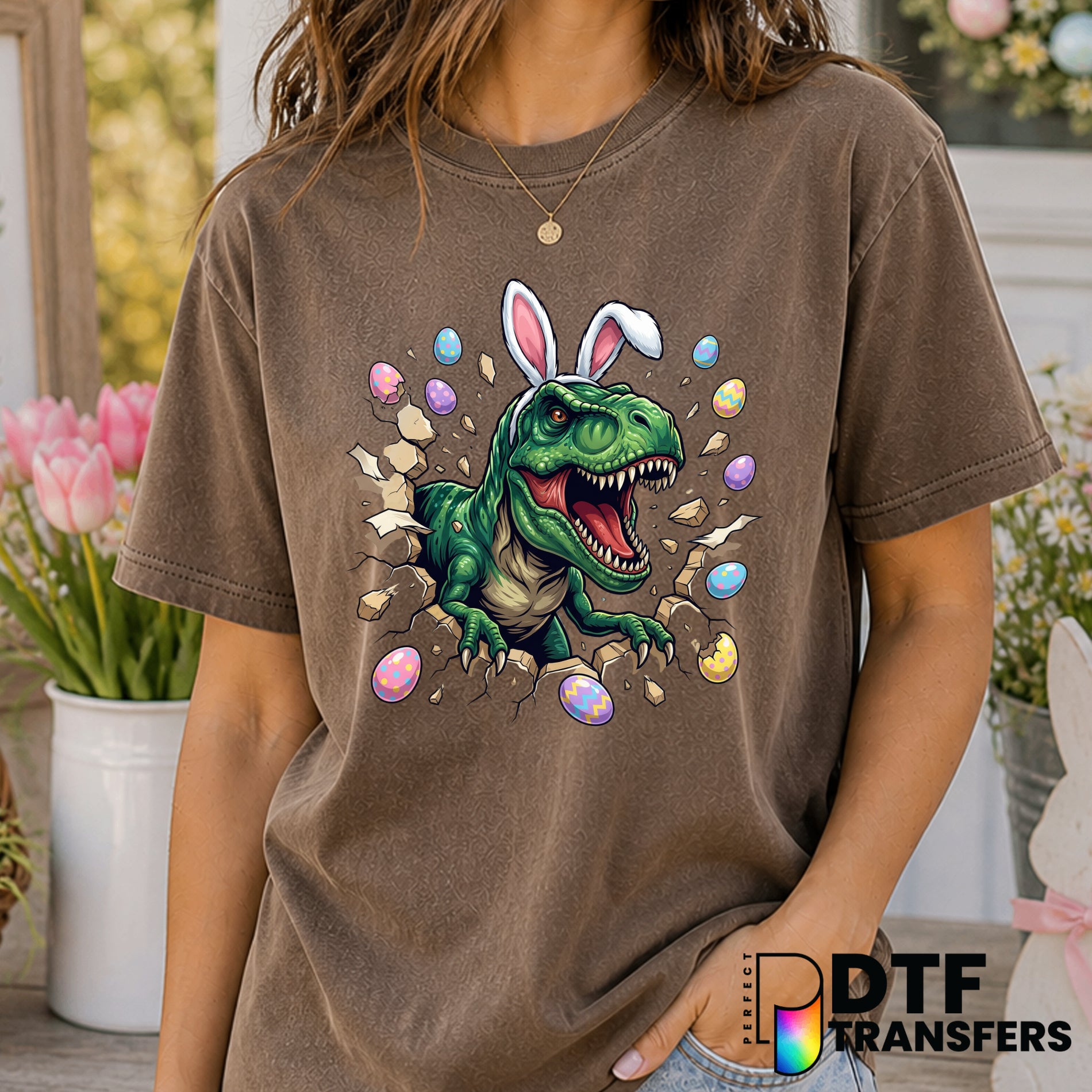 Easter Saurus Rex – Easter DTF Transfer