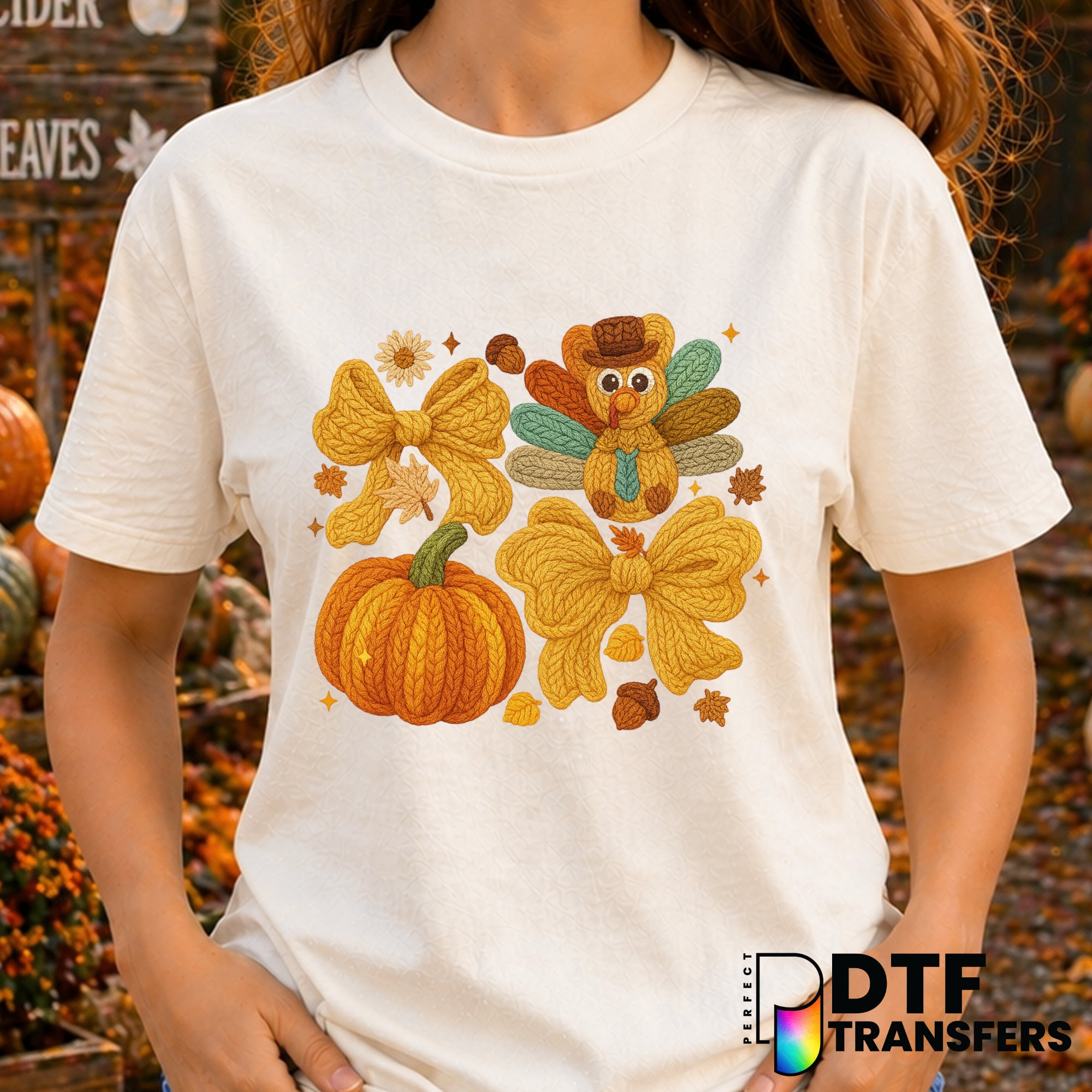 Turkey Pumpkin Coquette Bow – Thanksgiving DTF Transfer