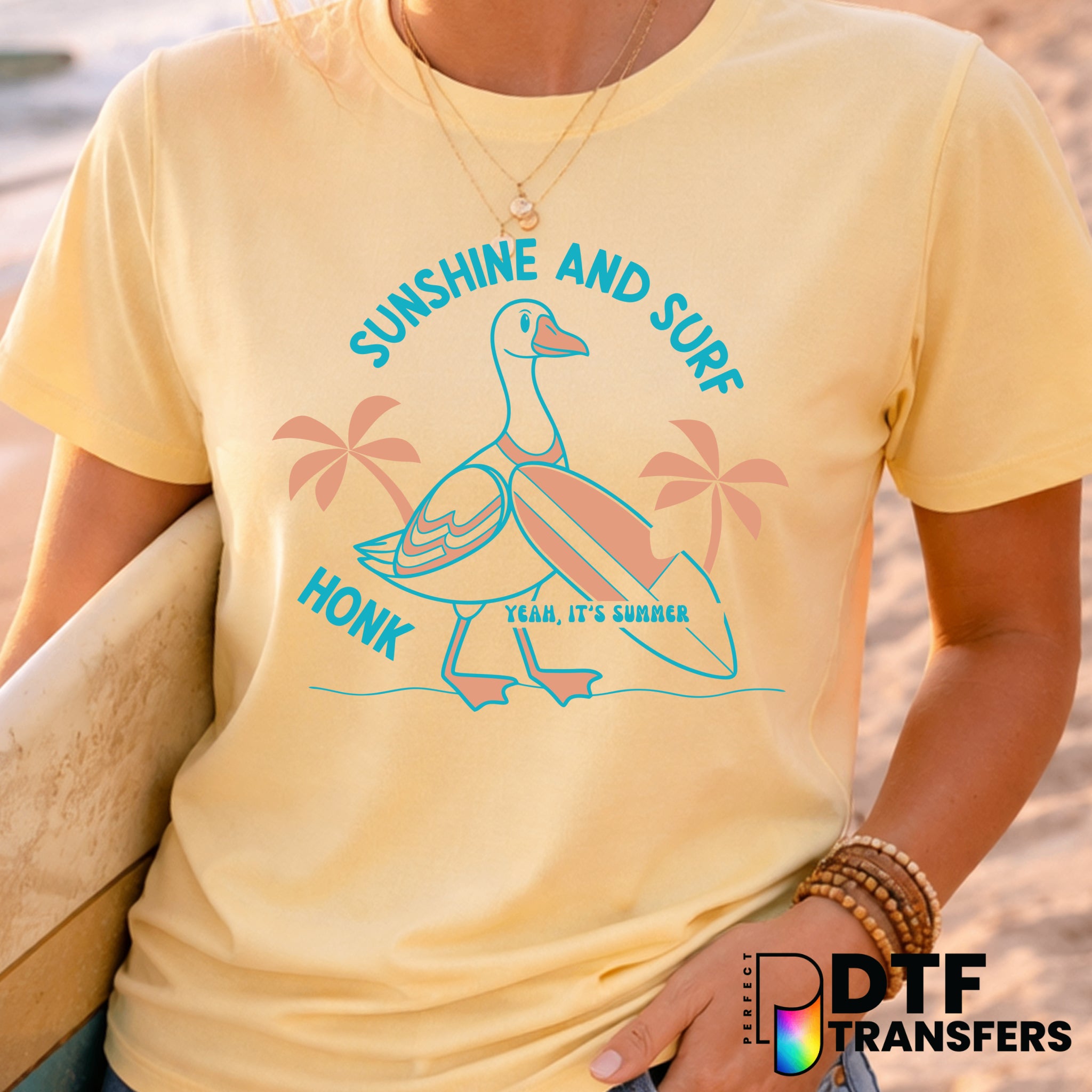 Sunshine and Surf – Surfing DTF Transfer