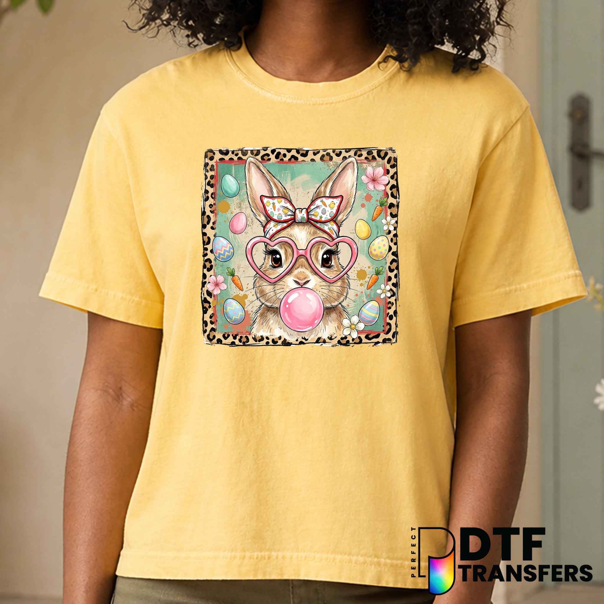 Leopard Print Bunny Heart Glasses – Easter DTF Transfer