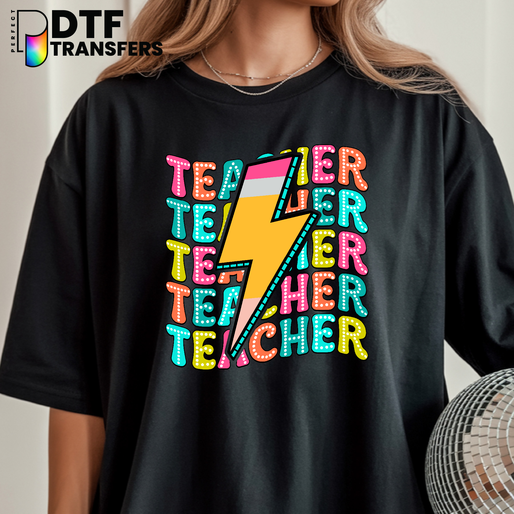 Teacher Lightning Pencil – Teacher DTF Transfer