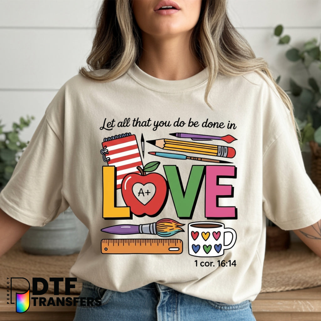 Let All You Do Be Done In Love Corinthians – Religious Teacher DTF Transfer