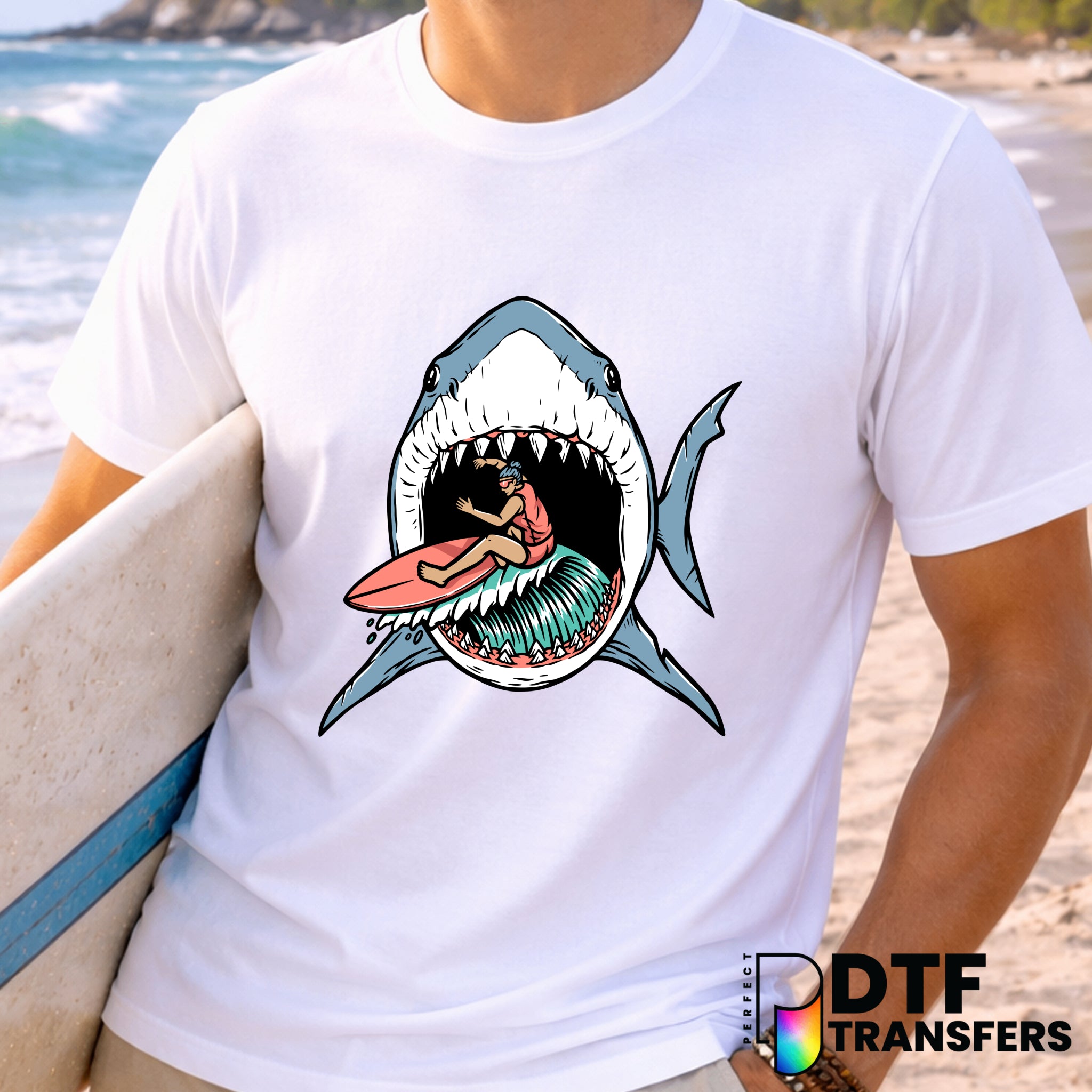 SURFING SHARK – Surfing DTF Transfer