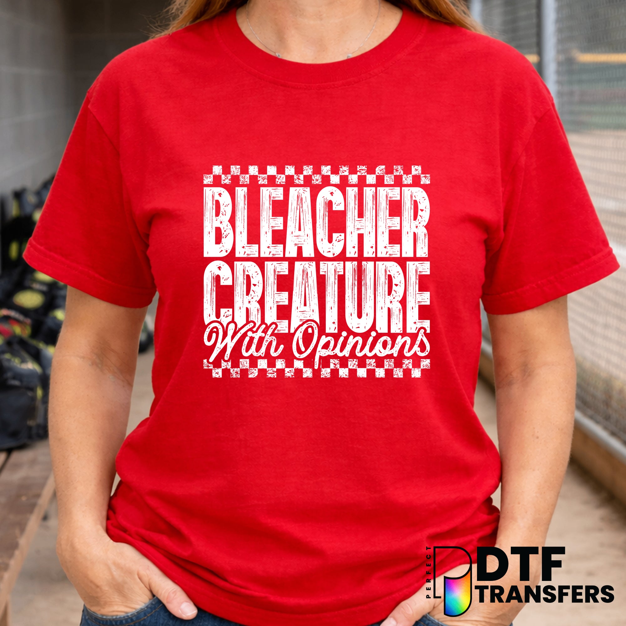 BLEACHER CREATURE WITH OPINIONS – Softball DTF Transfer