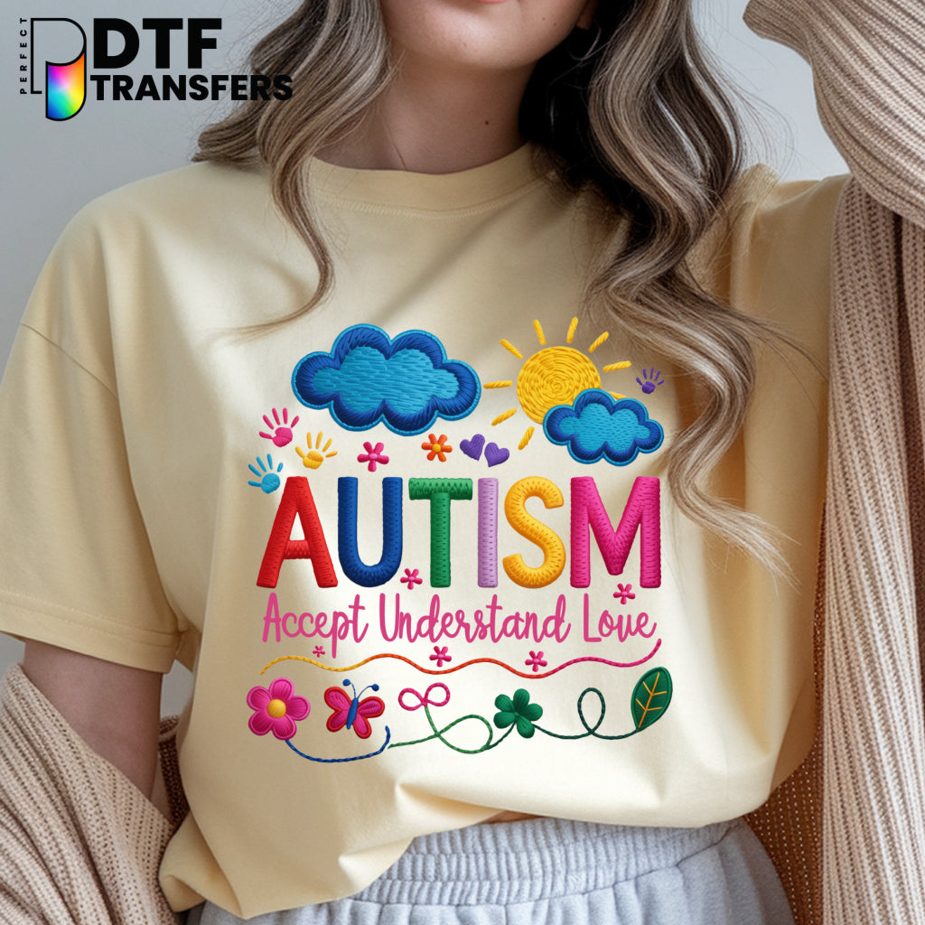 Faux Yarn Autism Accept Understand Love – Special Education DTF Transfer
