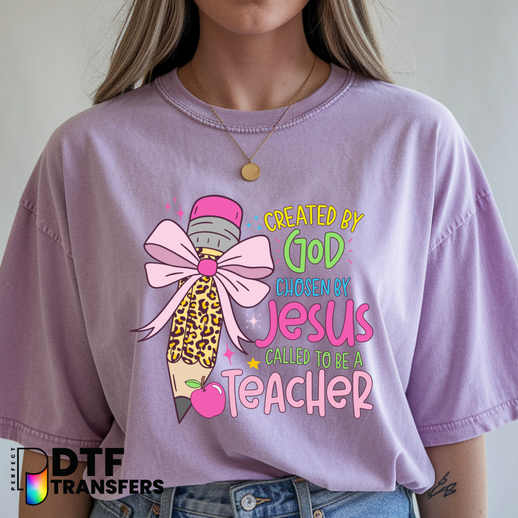 Created By God Chosen By Jesus Called To Be A Teacher – Religious Teacher DTF Transfer