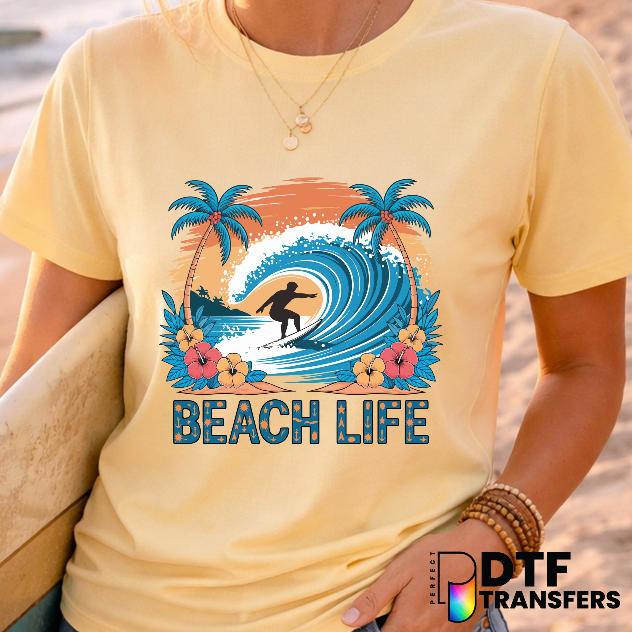 BEACH LIFE – Surfing DTF Transfer