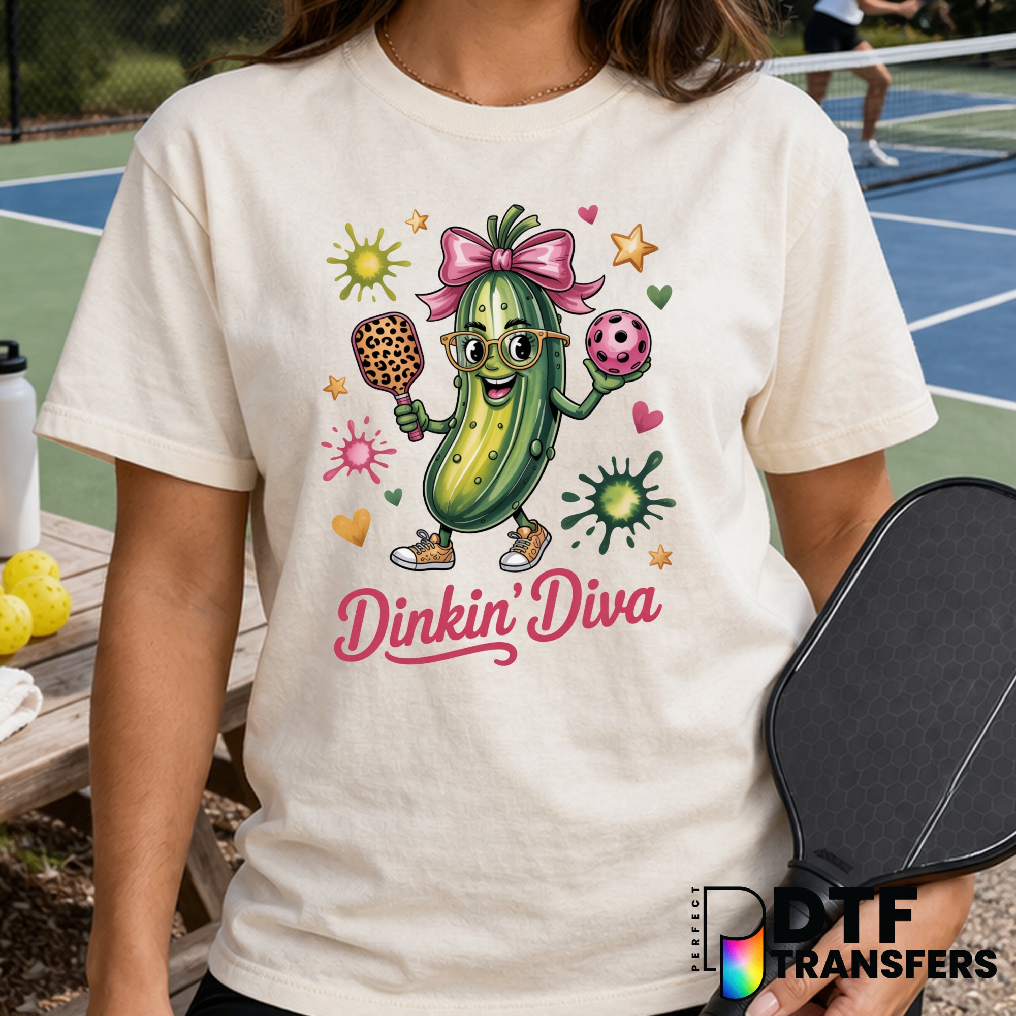 Dinkin' Diva Pickleball Pickle Cute – Pickleball DTF Transfer