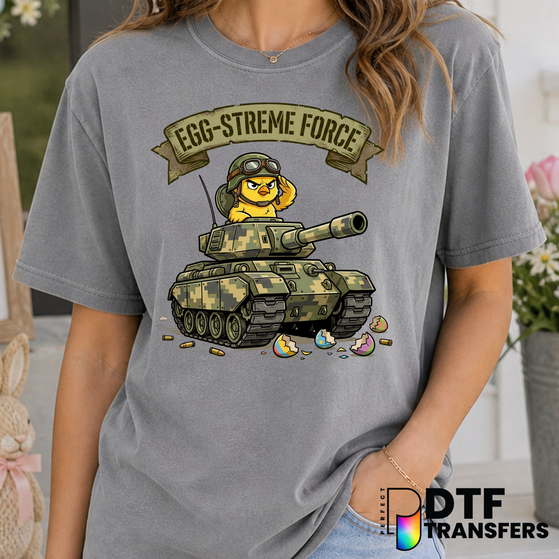 Egg Streme Force Easter Tank – DTF Transfer
