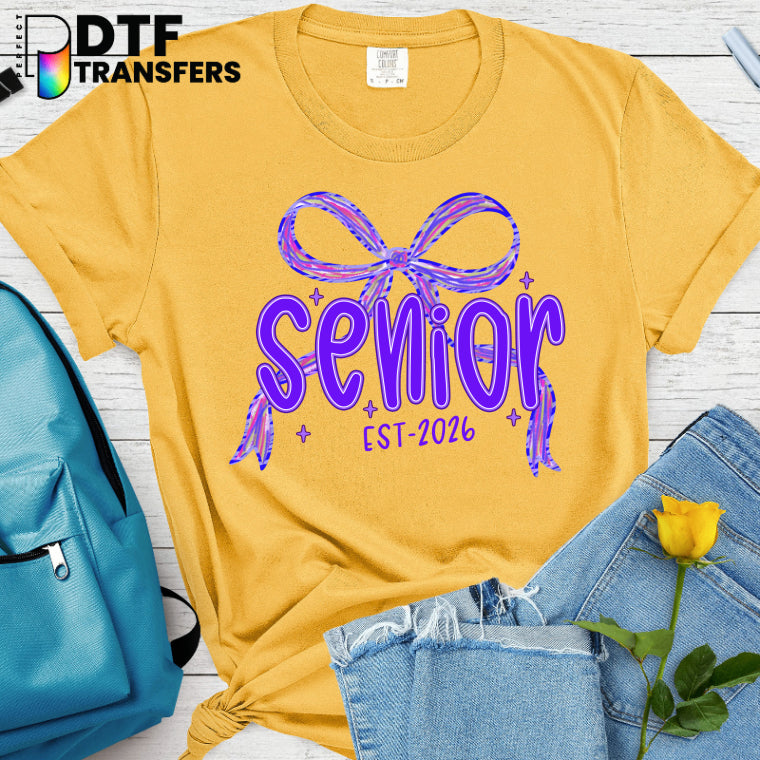 Senior 2026 with Purple Bow – Teacher DTF Transfer