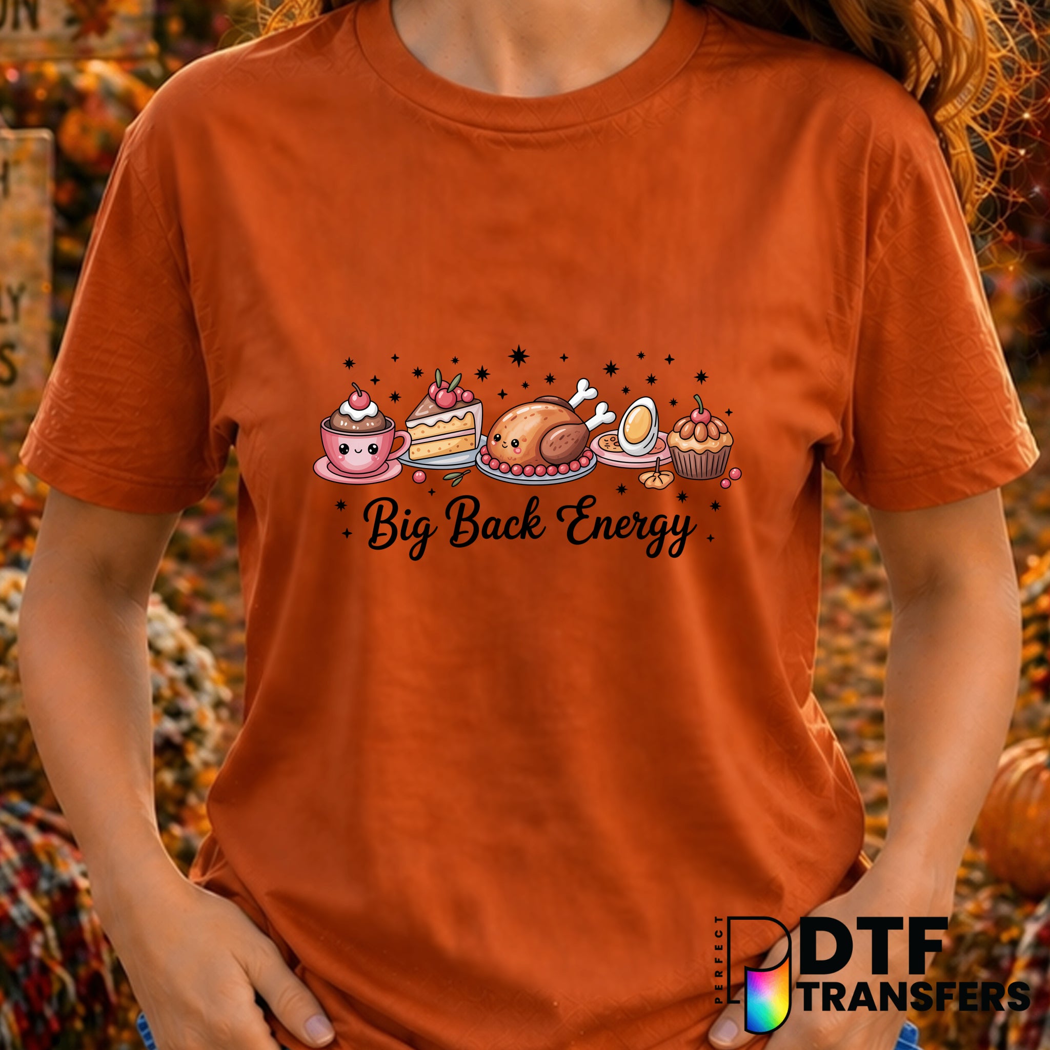 Big Back Energy Cute Coquette Turkey – Thanksgiving DTF Transfer