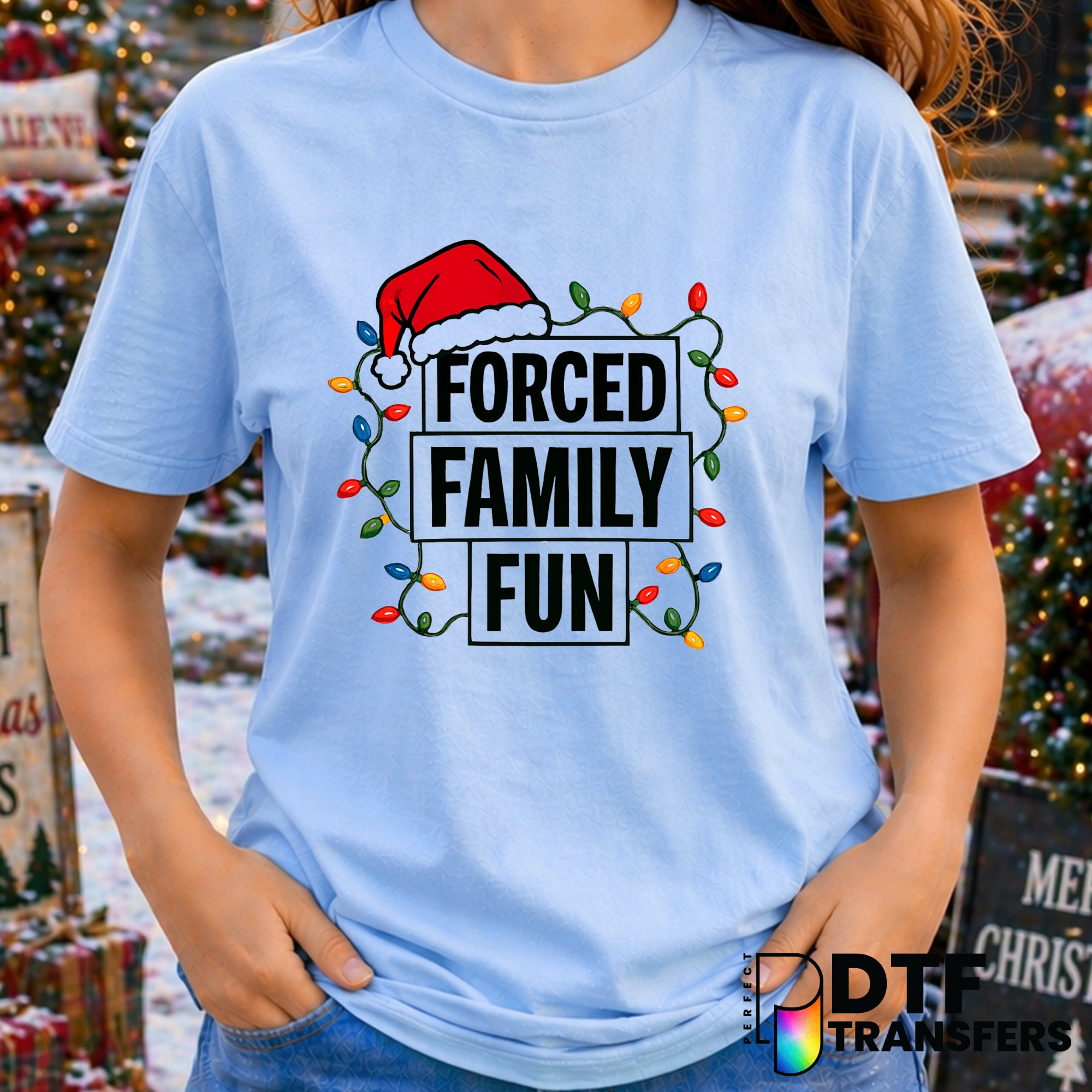 "Forced Family Fun" – Christmas DTF Transfer