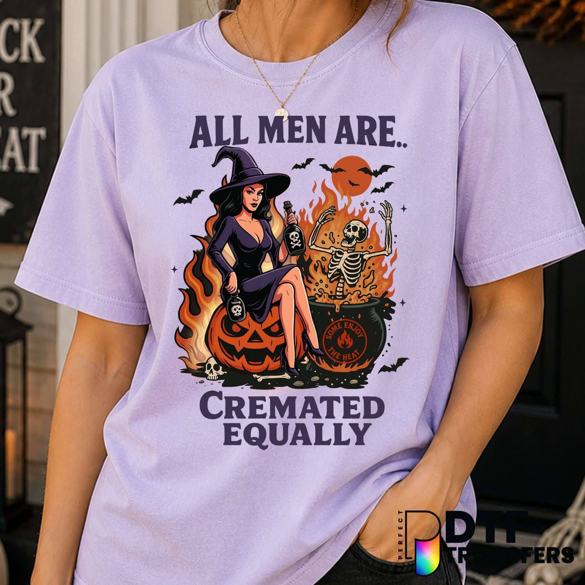 All Men Are Cremated Equally Funny Halloween Witch – Halloween DTF Transfer