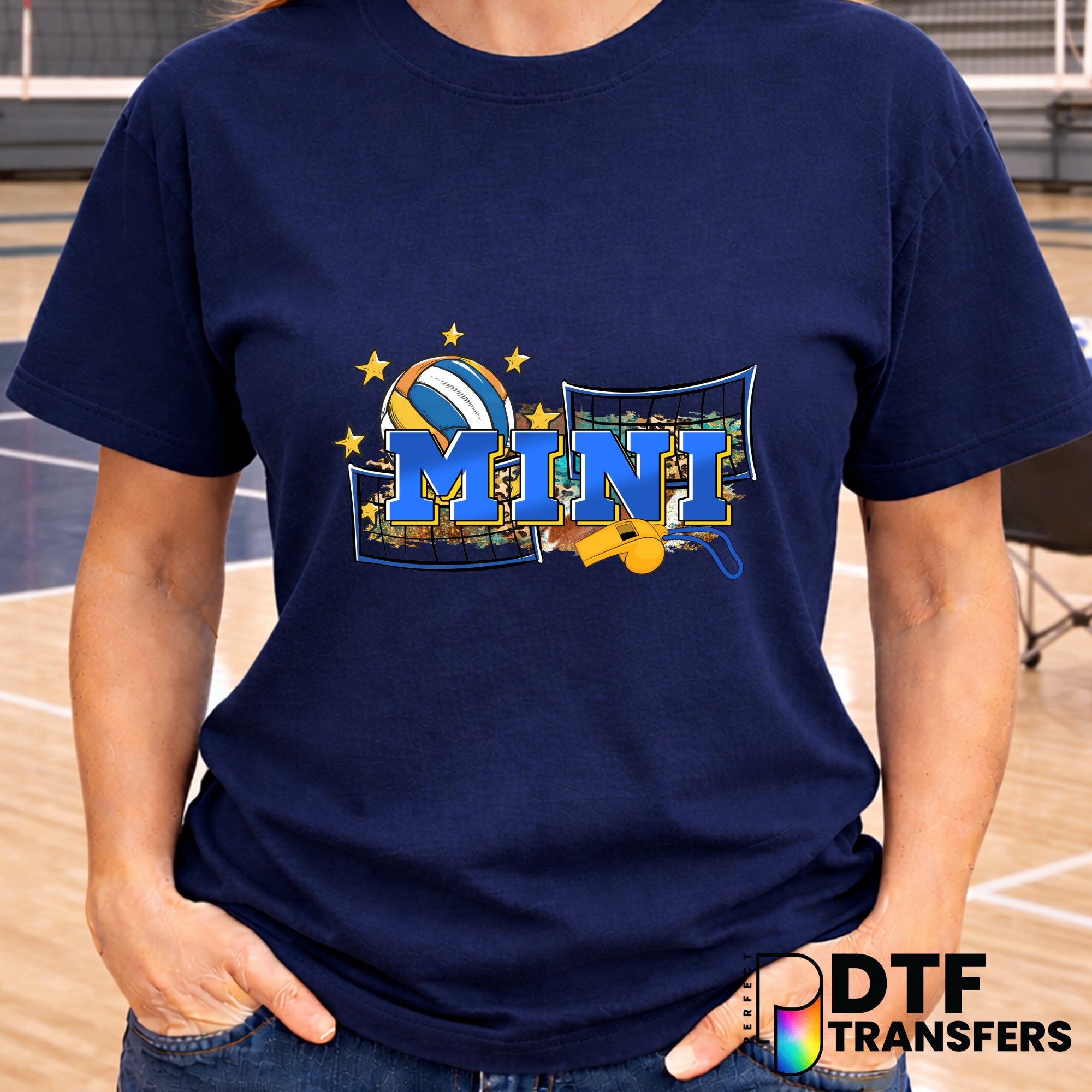 Volleyball Net Stars Leopard Print – DTF Transfer