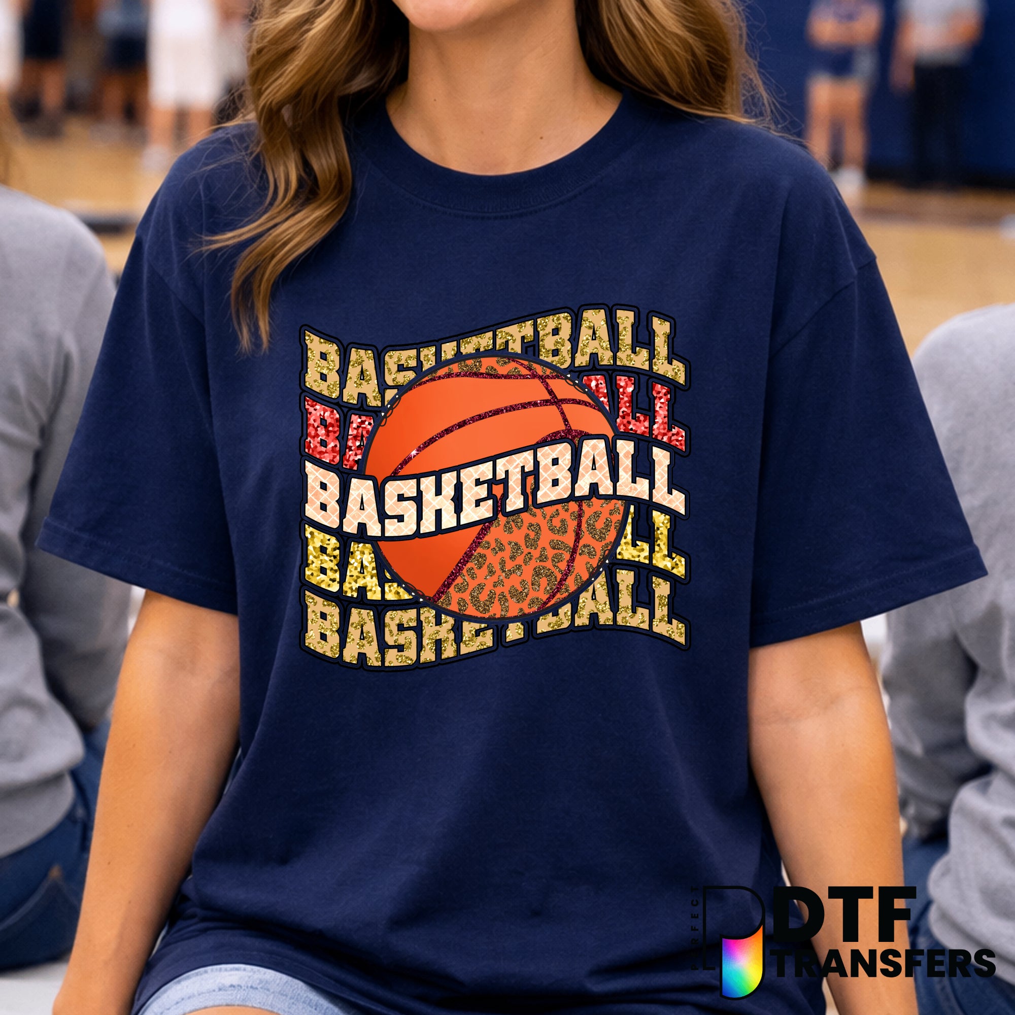 Wavy Glitter Basketball – Basketball DTF Transfer