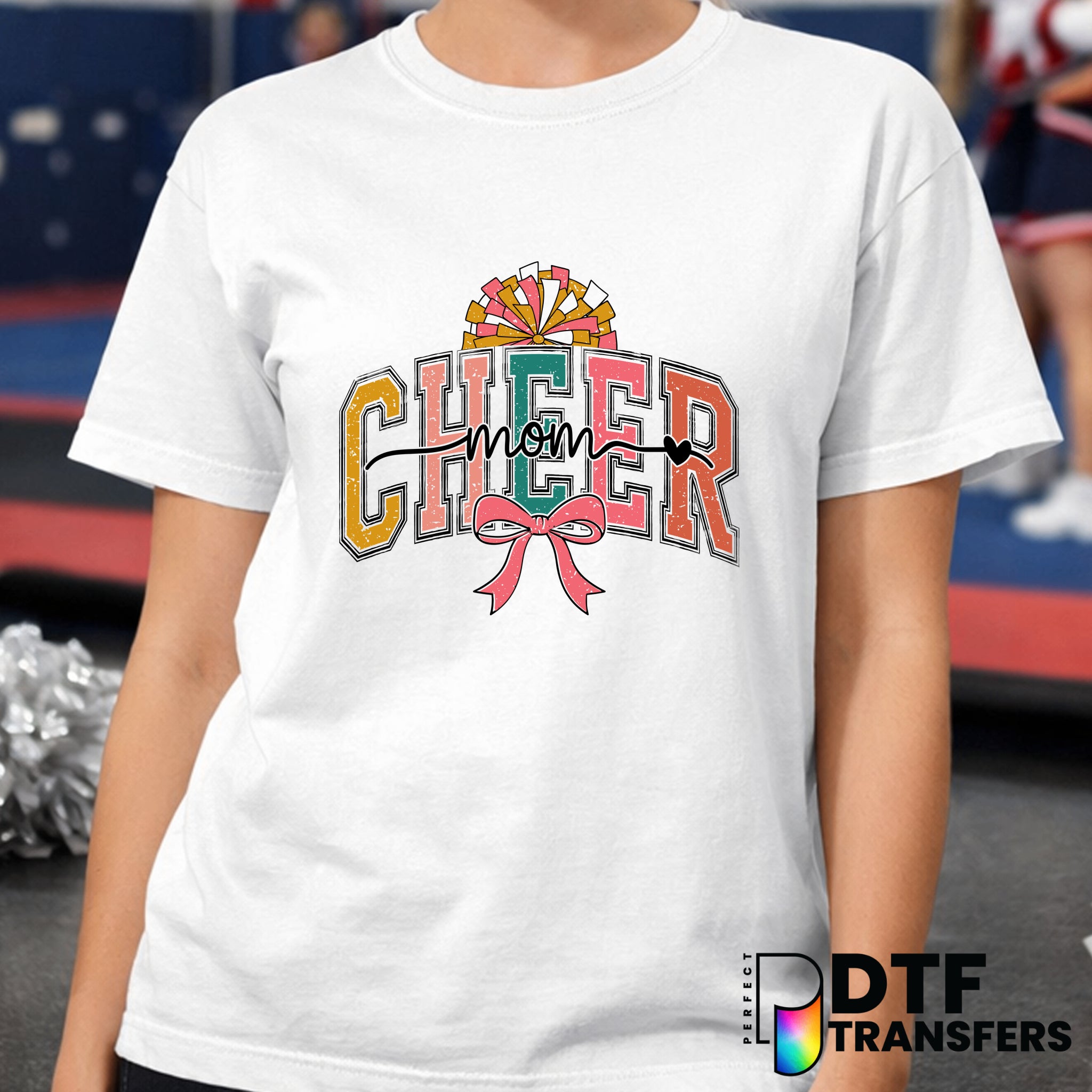 Cheer Mom Varsity Arch Pom Pom Bow – Cheerleading DTF Transfer