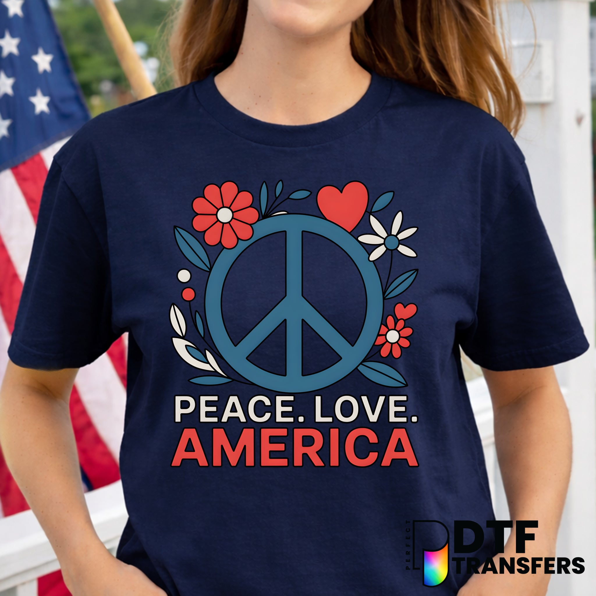 Peace Love America – Fourth of July DTF Transfer