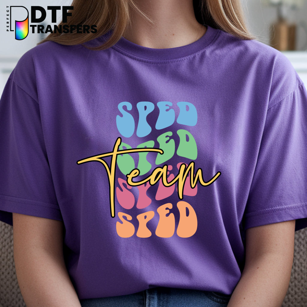 SPED TEAM Script Stack Colorful – Special Education DTF Transfer