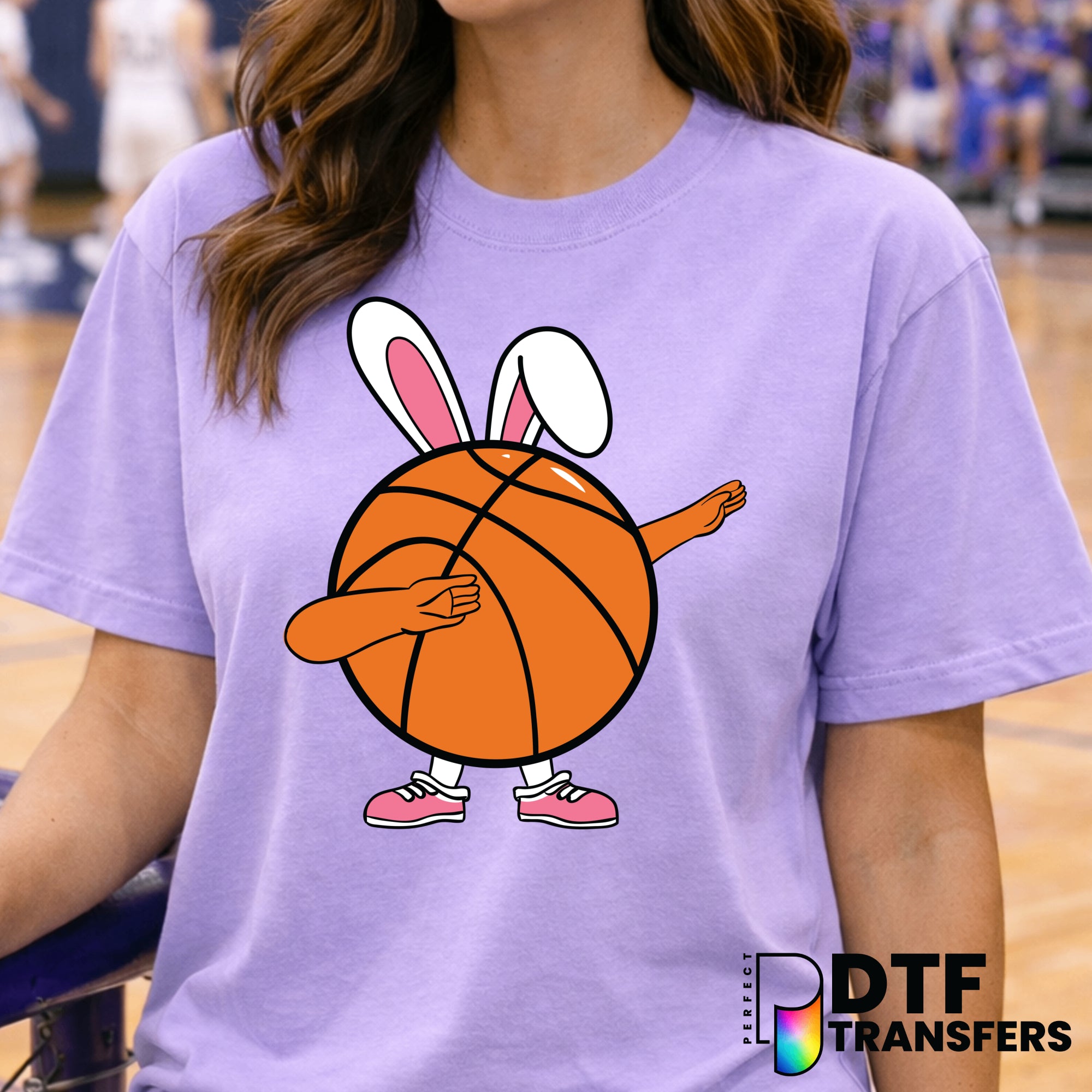 Dabbing Easter Bunny Basketball – DTF Transfer