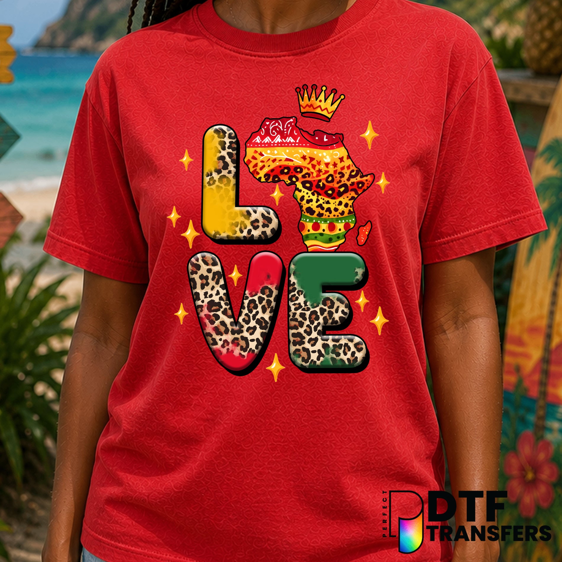 LOVE Africa Leopard Crown – Black History Month DTF Transfer