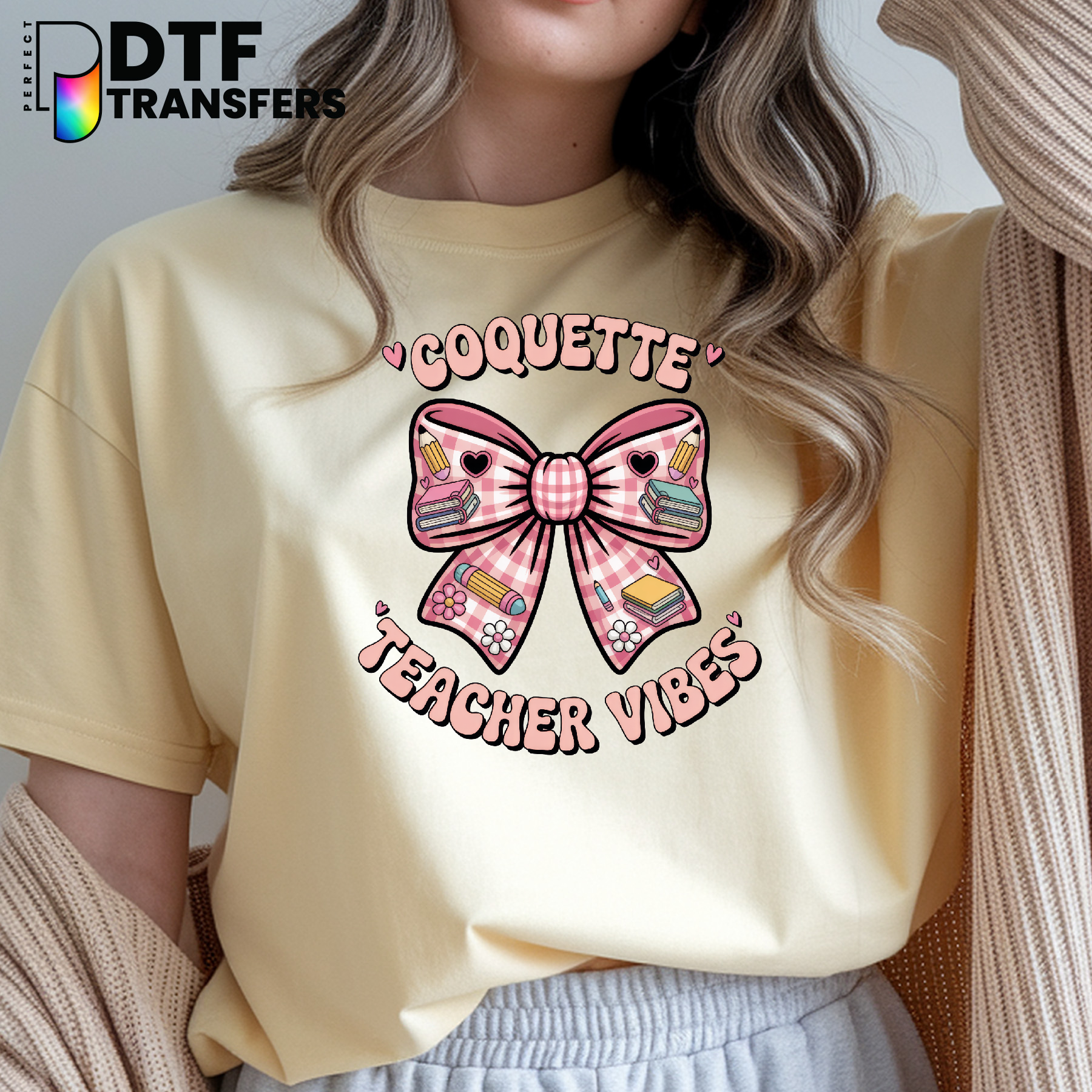 Teacher Squad – Retro Rainbow Educator DTF Transfer