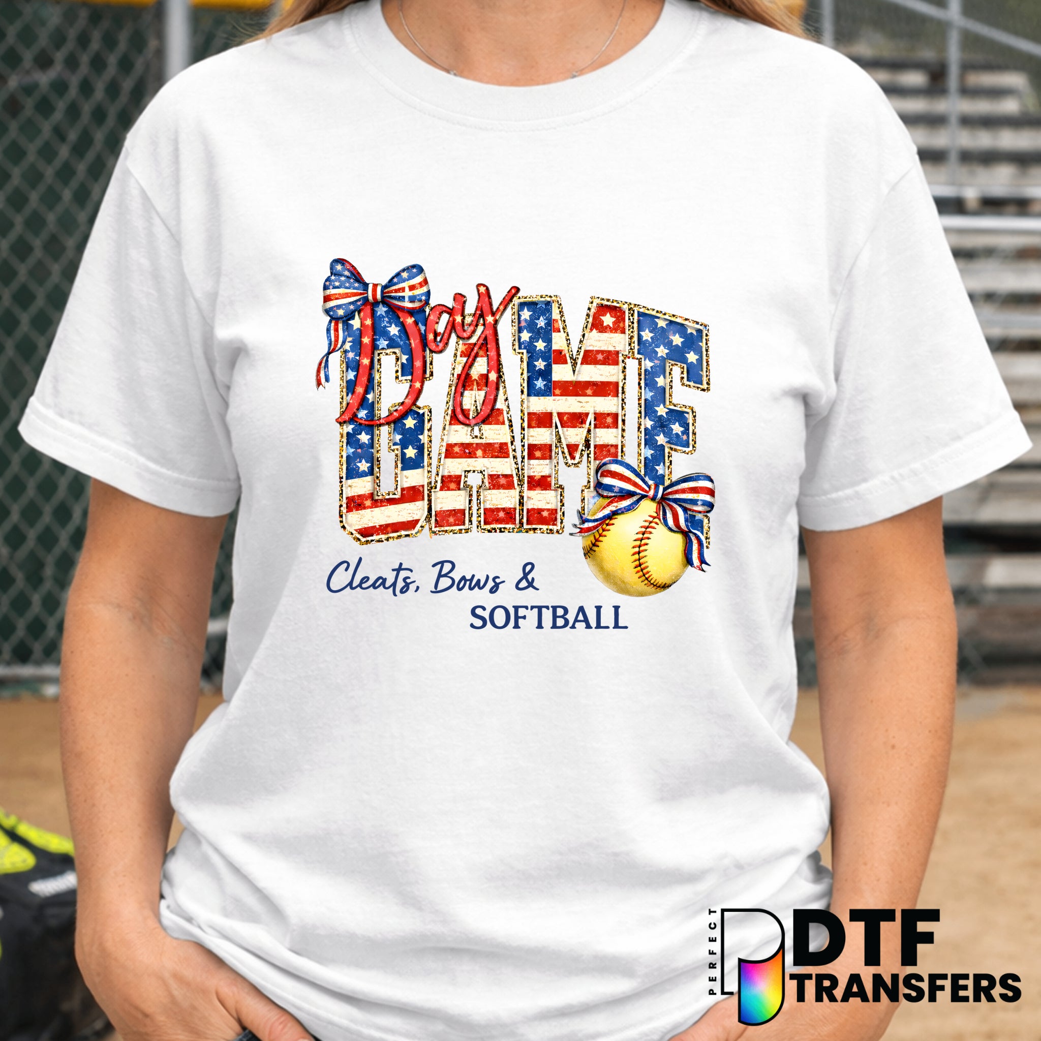 Game Day American Flag Softball – DTF Transfer