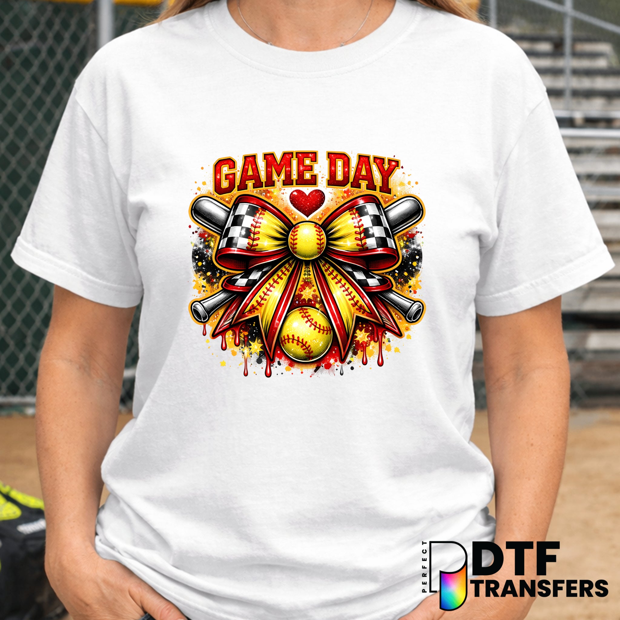 Game Day Softball Coquette Bow – Softball DTF Transfer