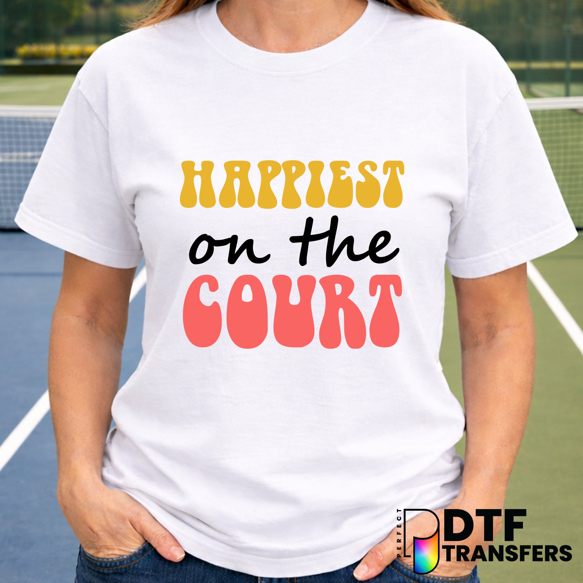Happiest On The Court – Tennis DTF Transfer