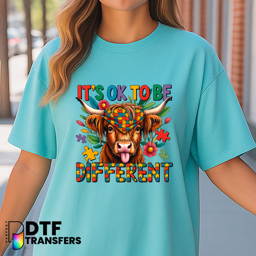 It's Okay To Be Different Highland Cow – Special Education DTF Transfer