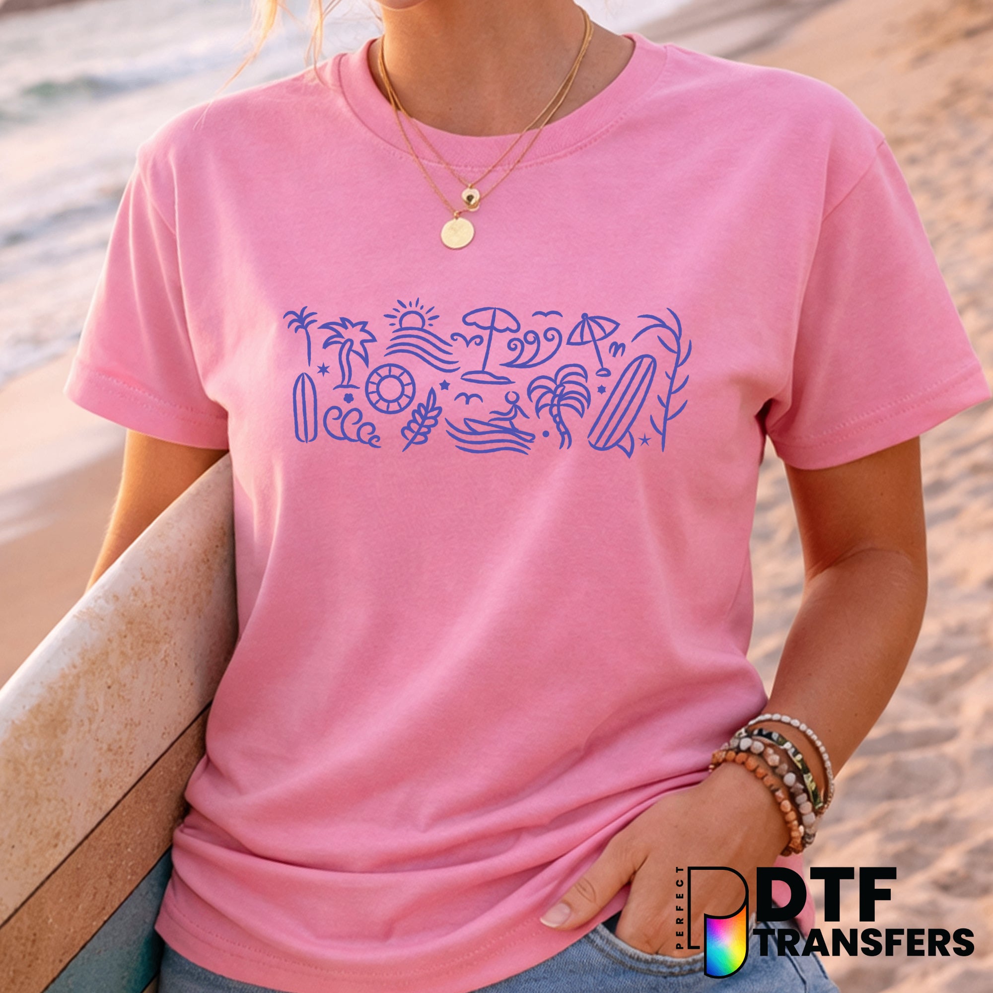 SURF WITH ALOHA – Surfing DTF Transfer
