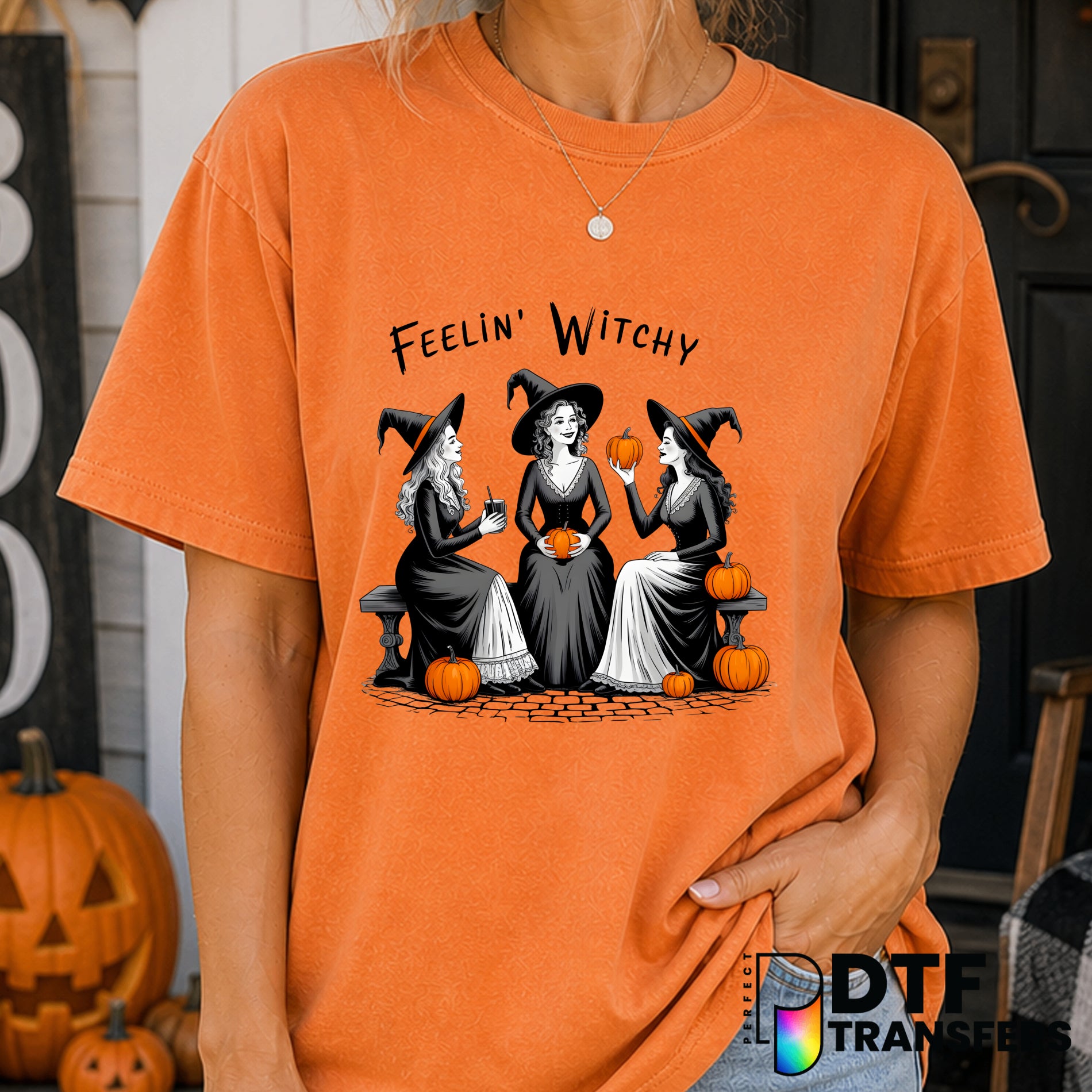 Feelin Witchy Squads Pumpkin – Halloween DTF Transfer