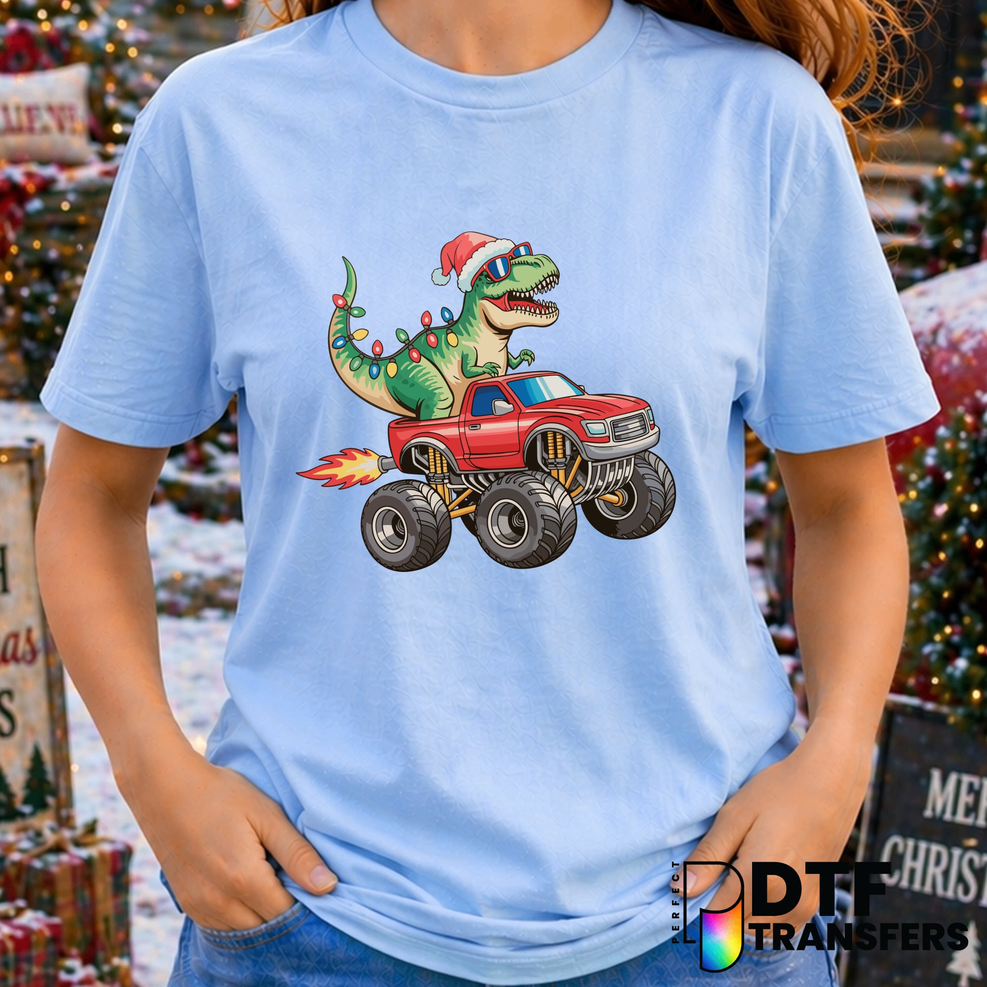 T-Rex Monster Truck Christmas – DTF Transfer