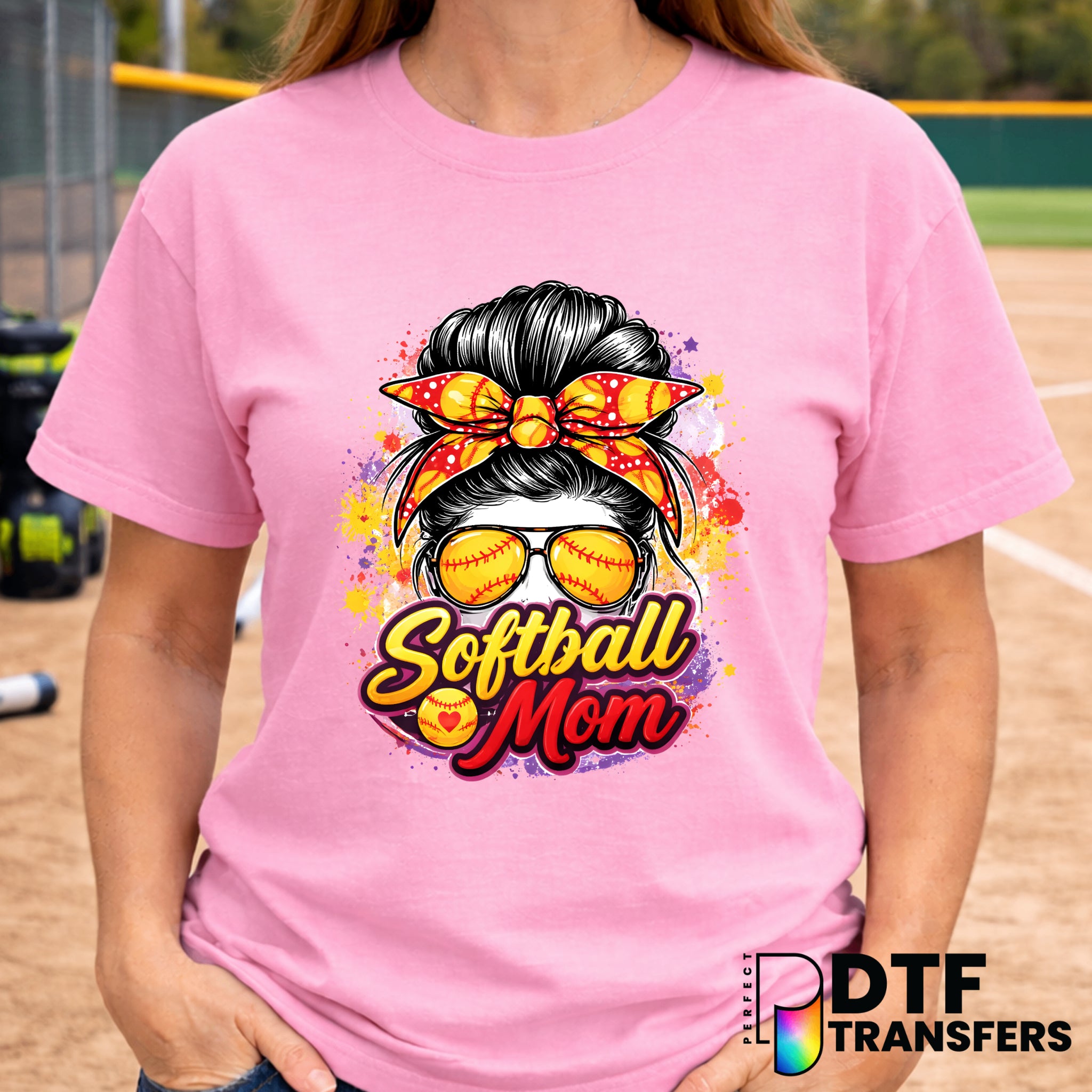Softball Mom Messy Bun – Softball DTF Transfer