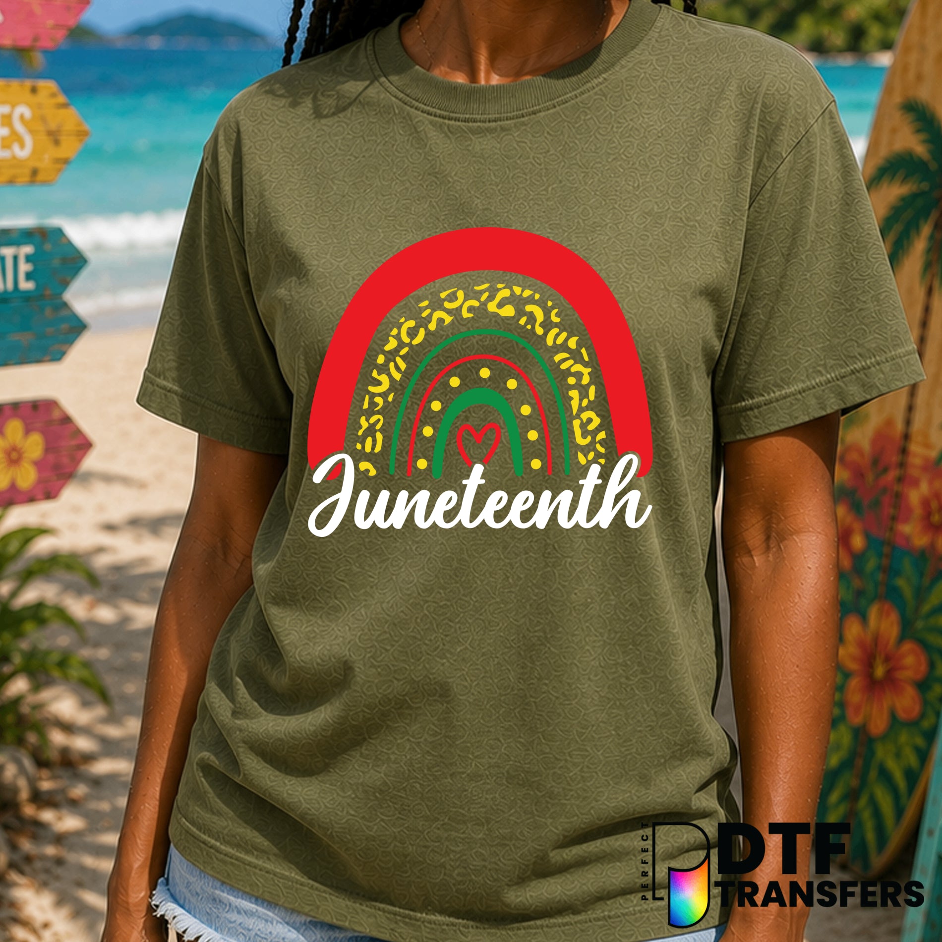 Juneteenth Rainbow Leopard Heart Black History Month – DTF Transfer