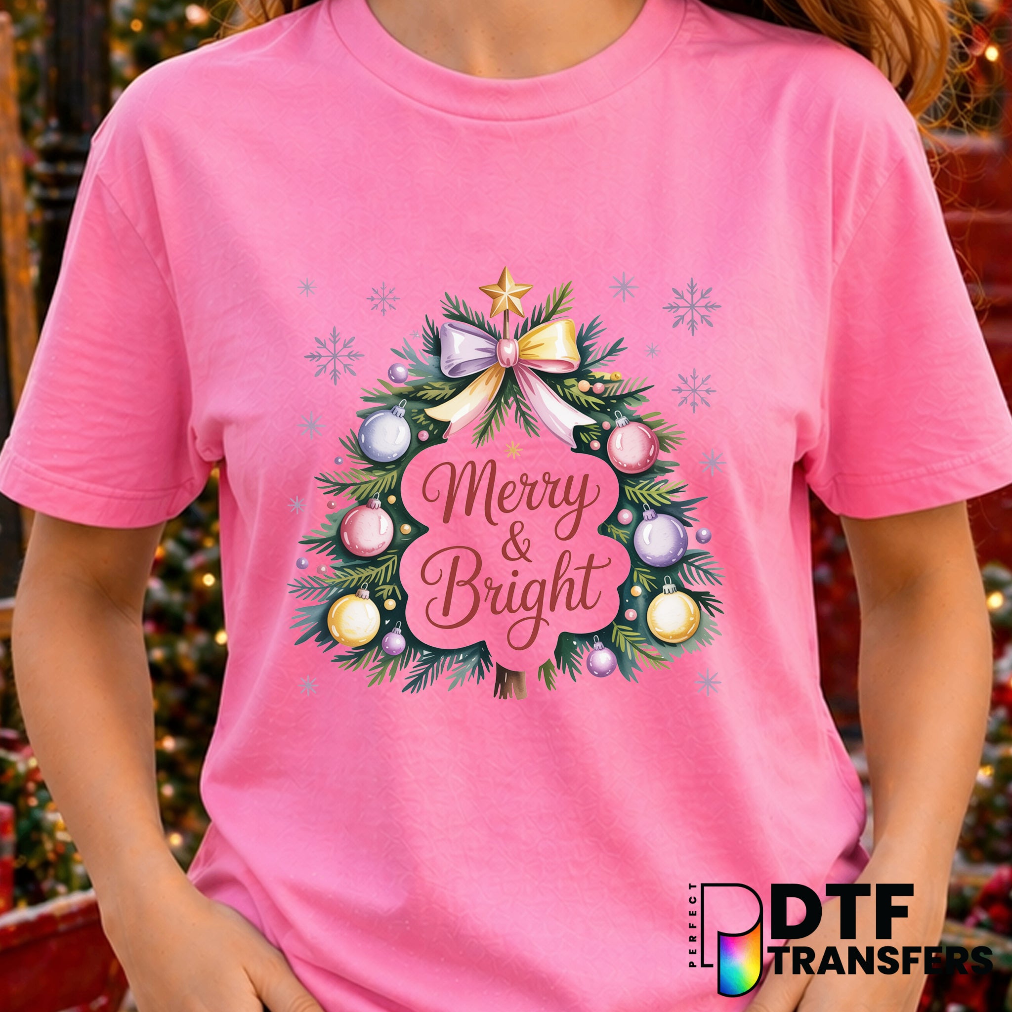 Merry and Bright – Christmas DTF Transfer