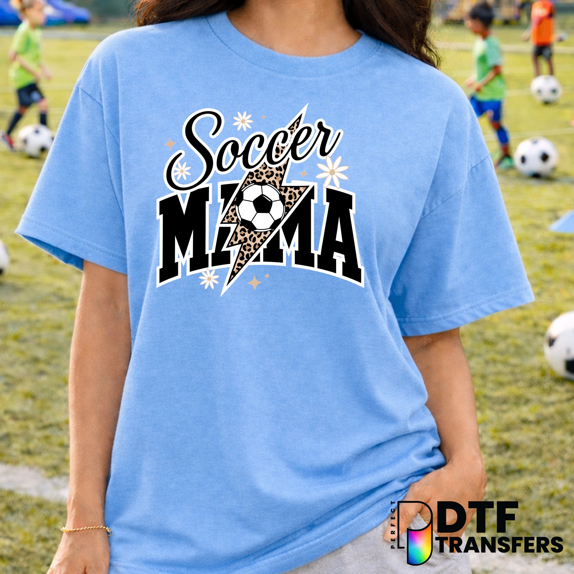 Soccer Mama Varsity Arch Leopard Floral Sparkle – Soccer DTF Transfer