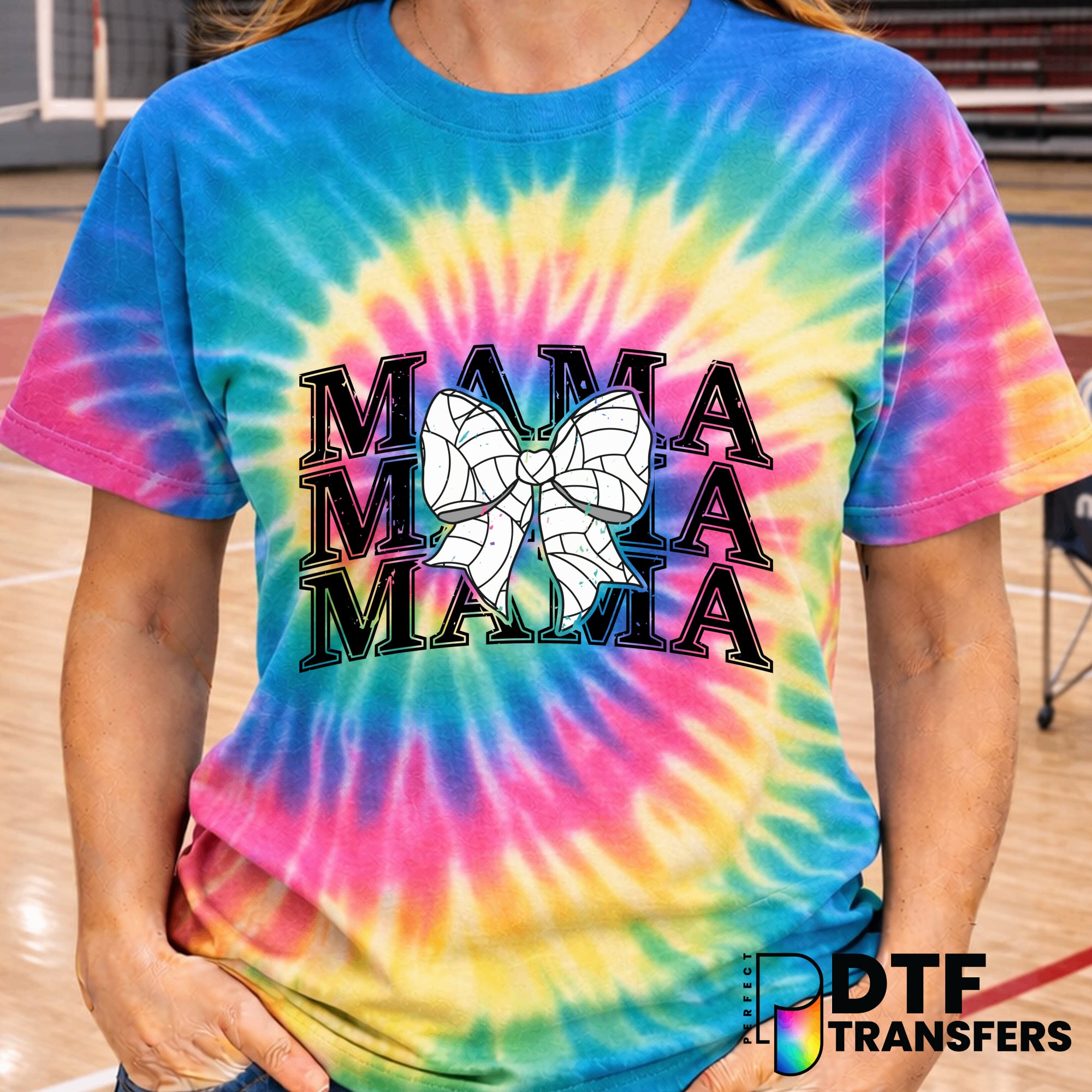 Mama Stacked Varsity Arch Coquette Volleyball Bow – Volleyball DTF Transfer
