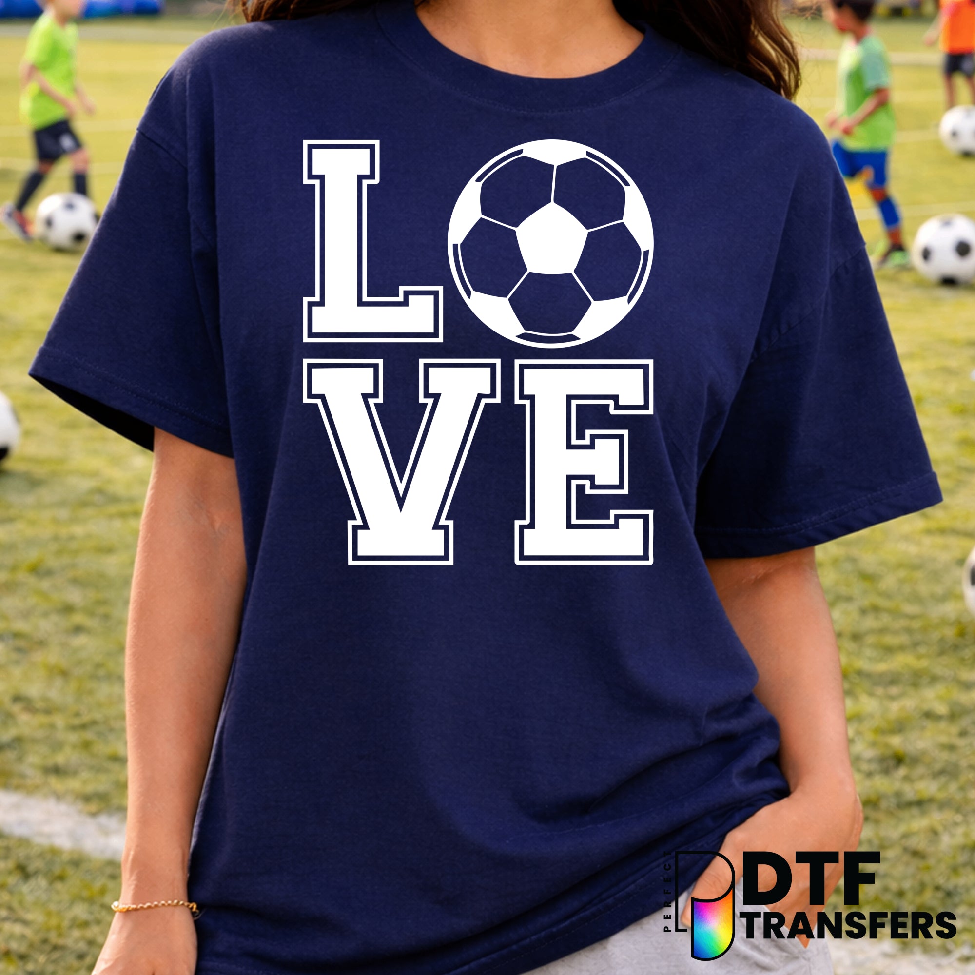 LOVE Stacked Soccer Ball – Soccer DTF Transfer