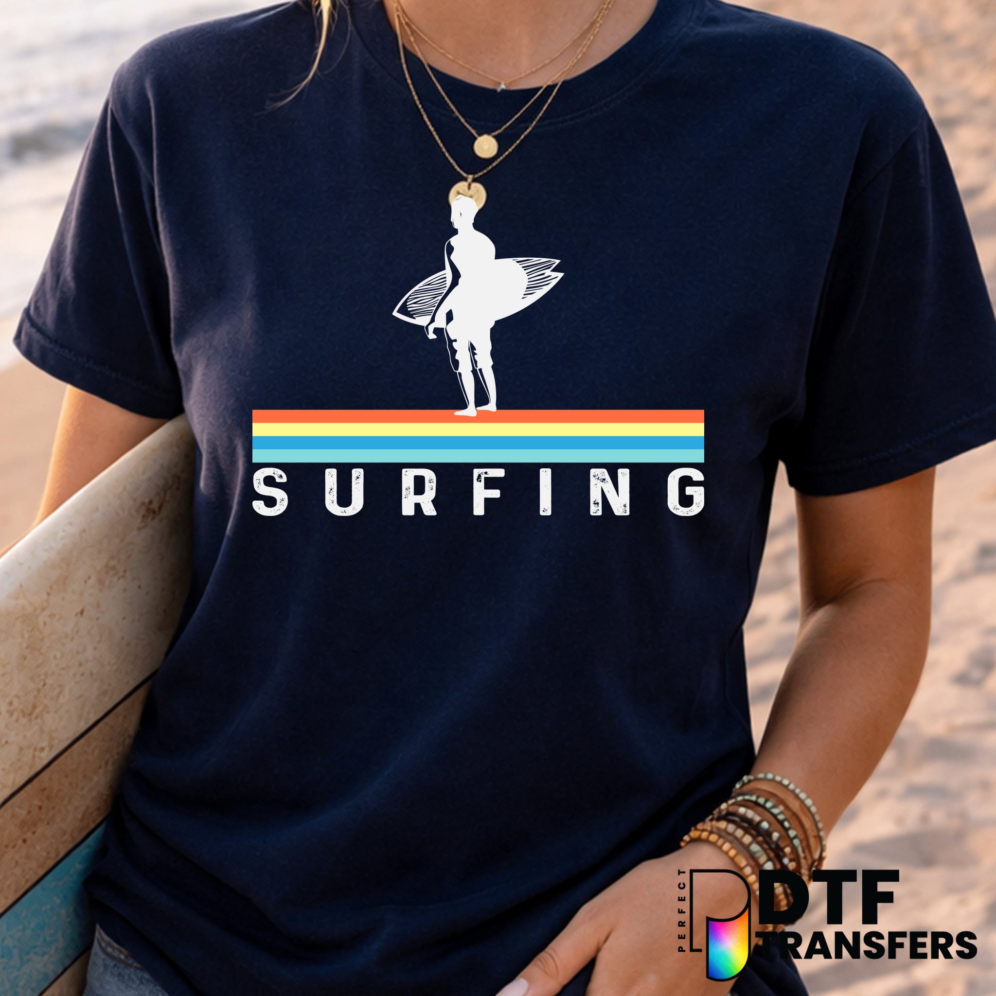 Vintage Surfer Wave – Surfing DTF Transfer