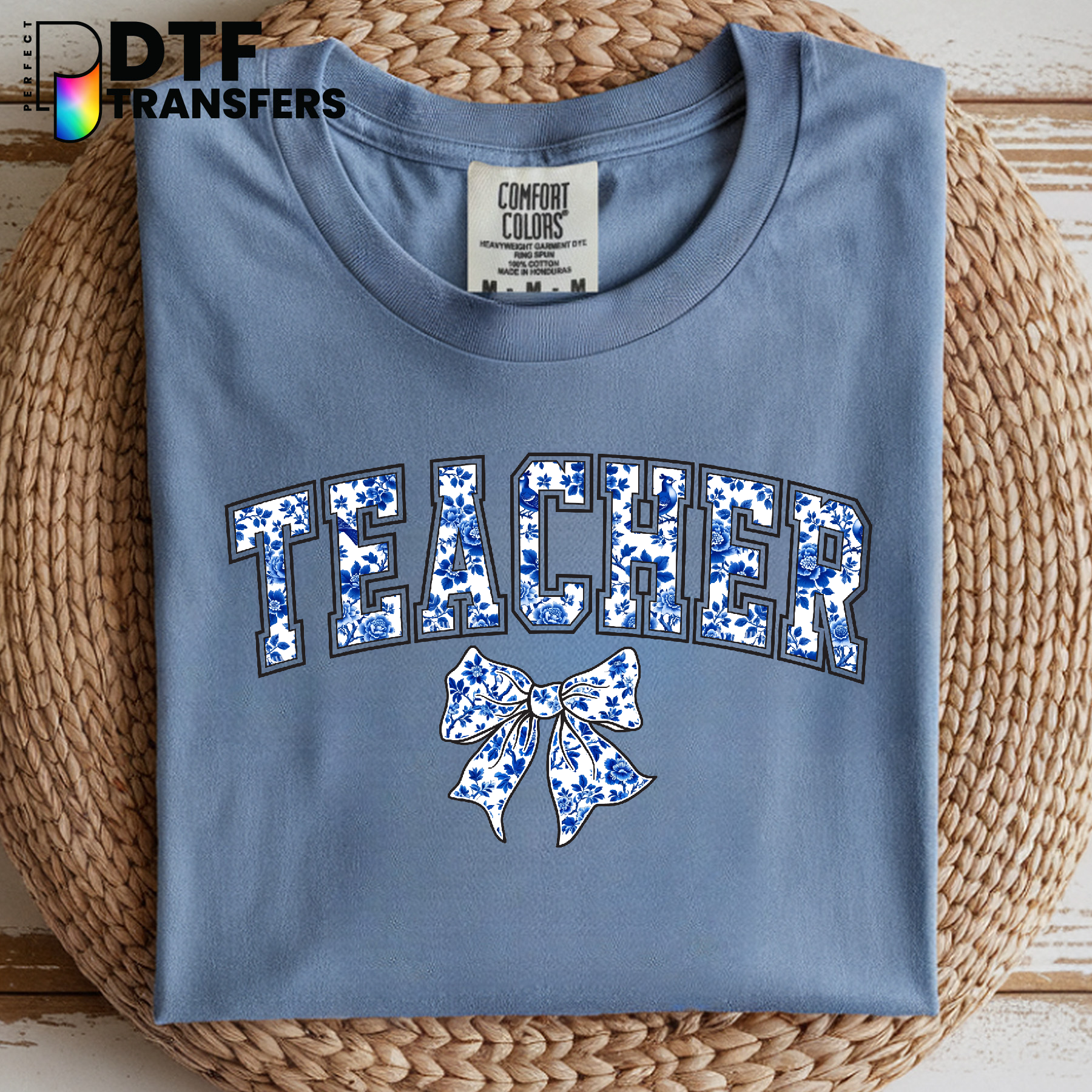 Teacher Chinoiserie Bow DTF Transfer