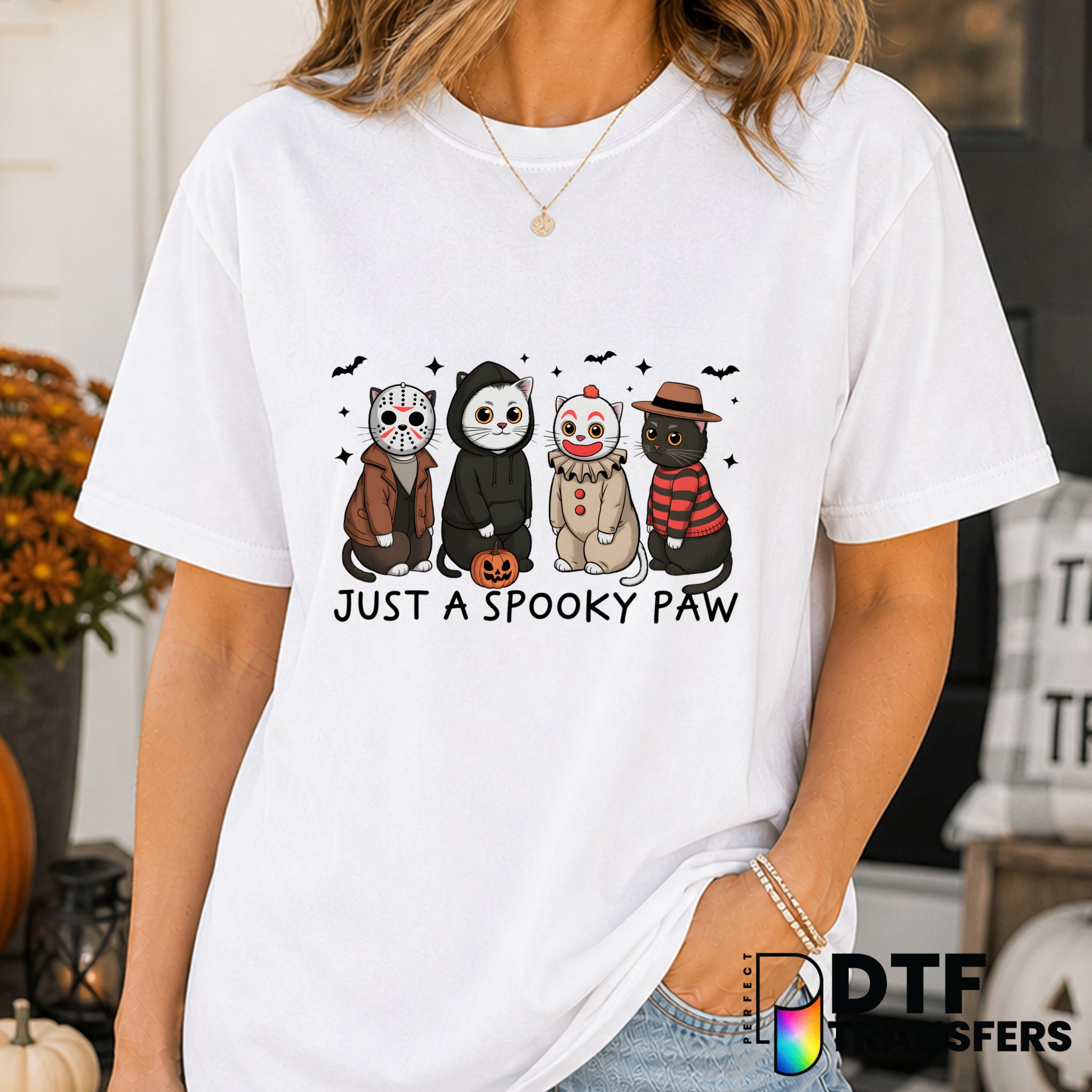 Just A Spooky Paw Funny Horror Cats Halloween – Halloween DTF Transfer