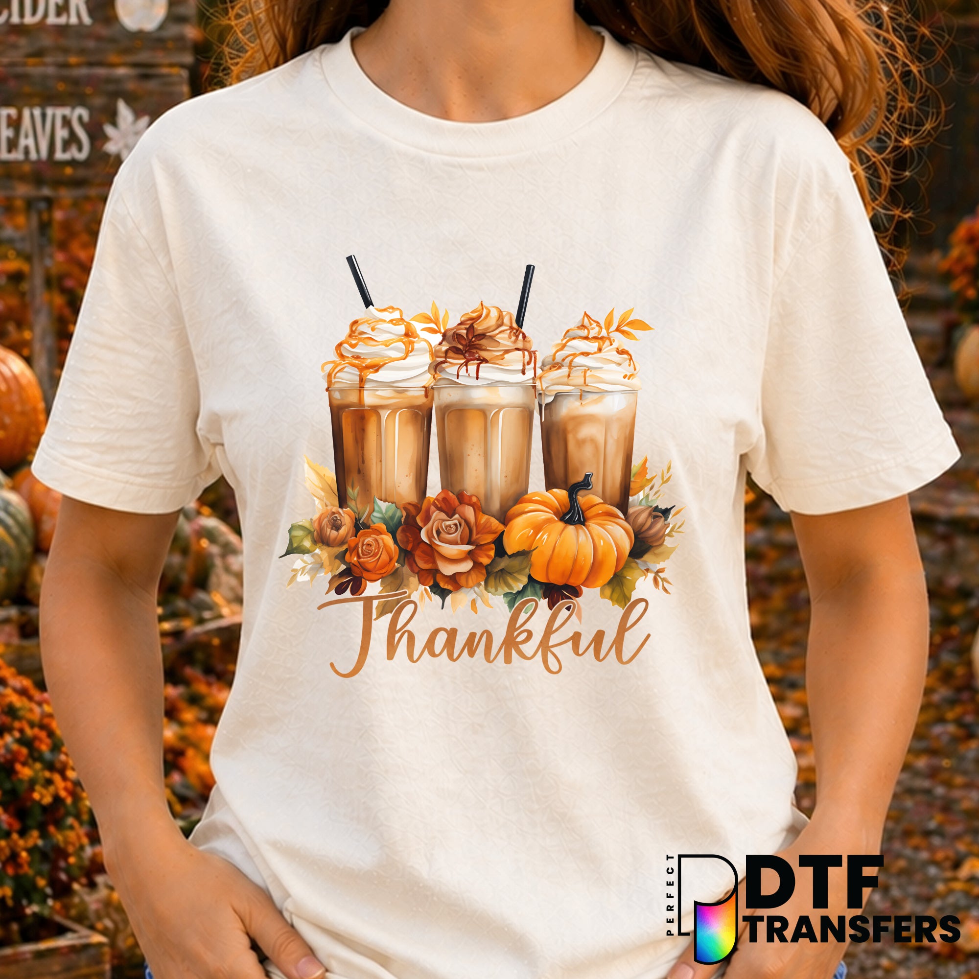 Thankful Coffee Lover – Thanksgiving DTF Transfer