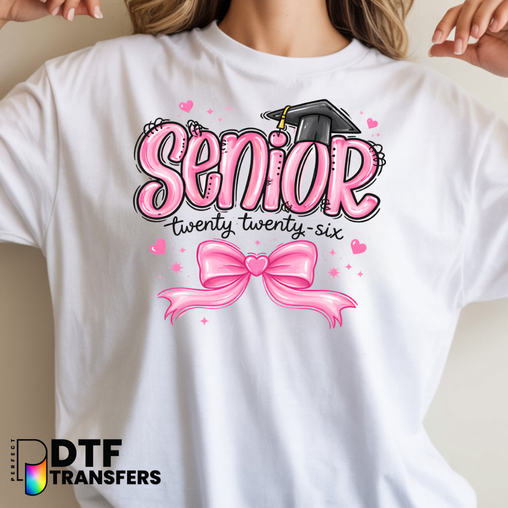 Senior 2026 Pink Bow – Teacher DTF Transfer