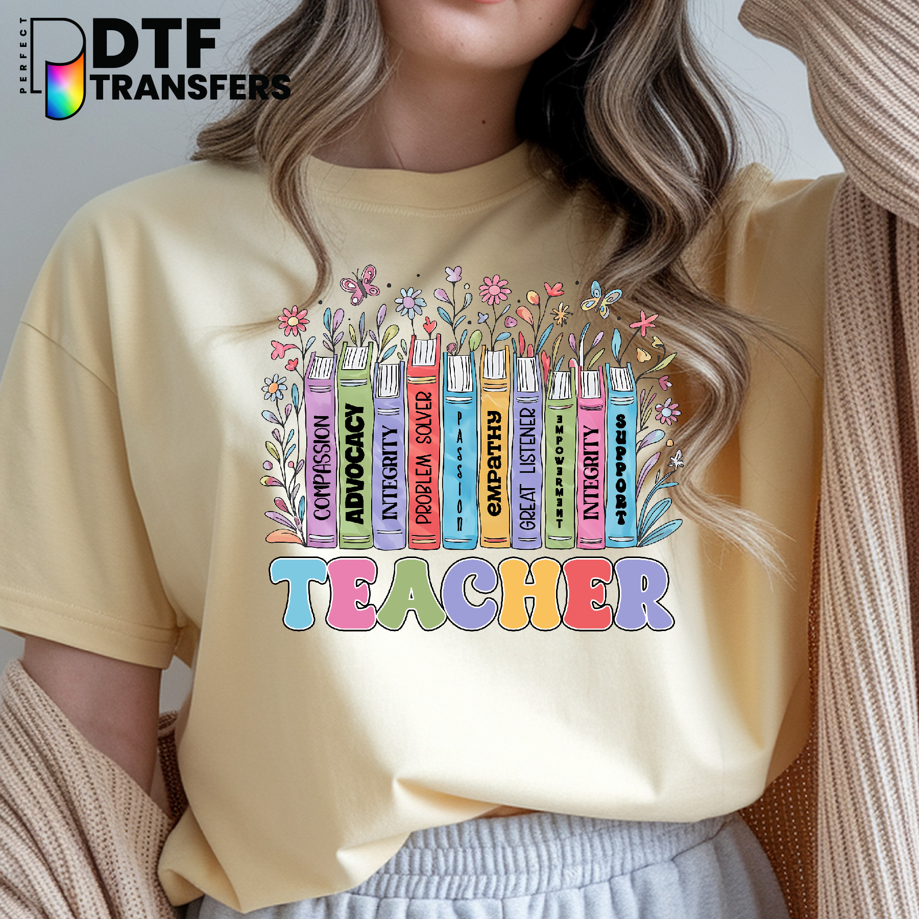 Floral Books TEACHER – Teacher DTF Transfer