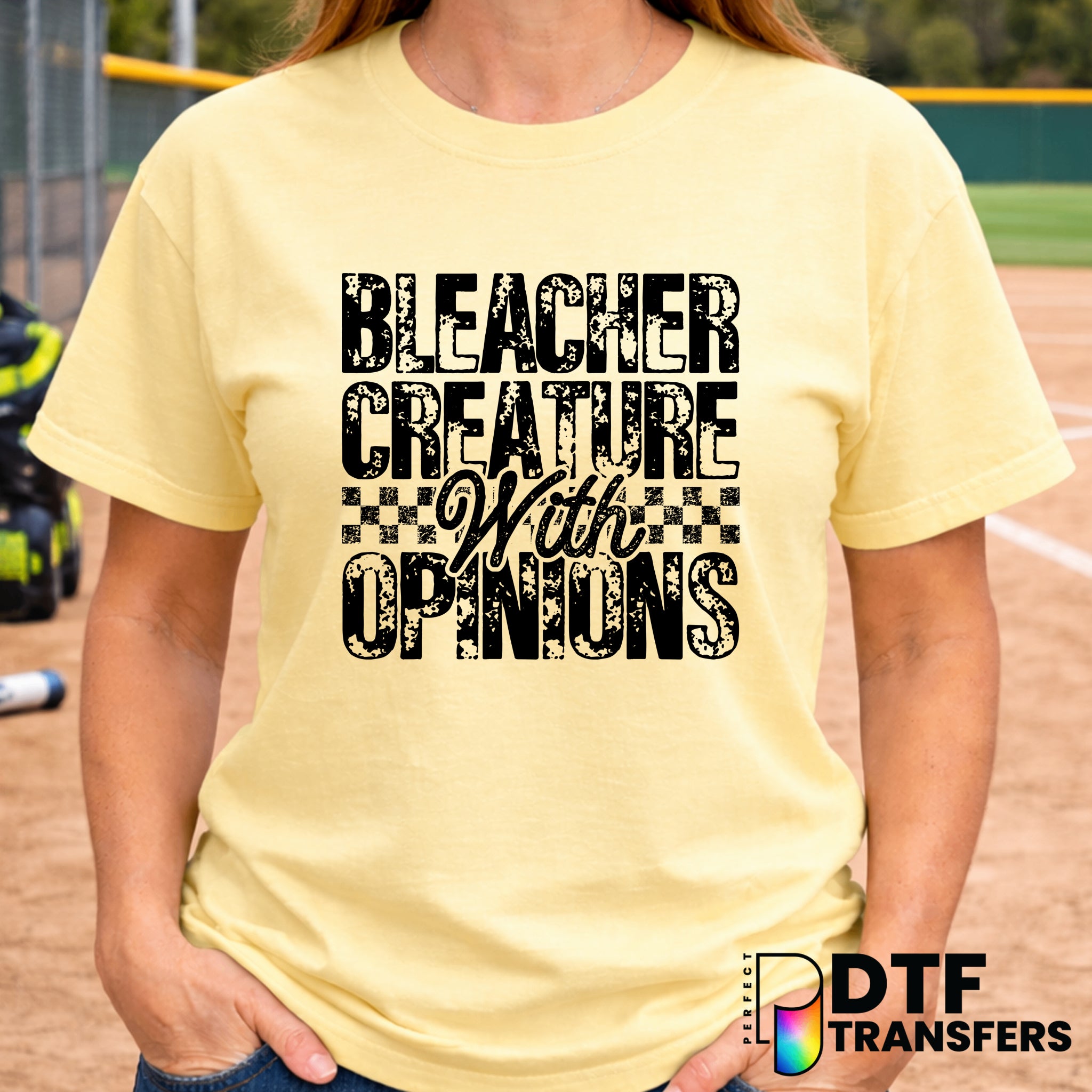 Bleacher Creature with Opinions – Softball DTF Transfer
