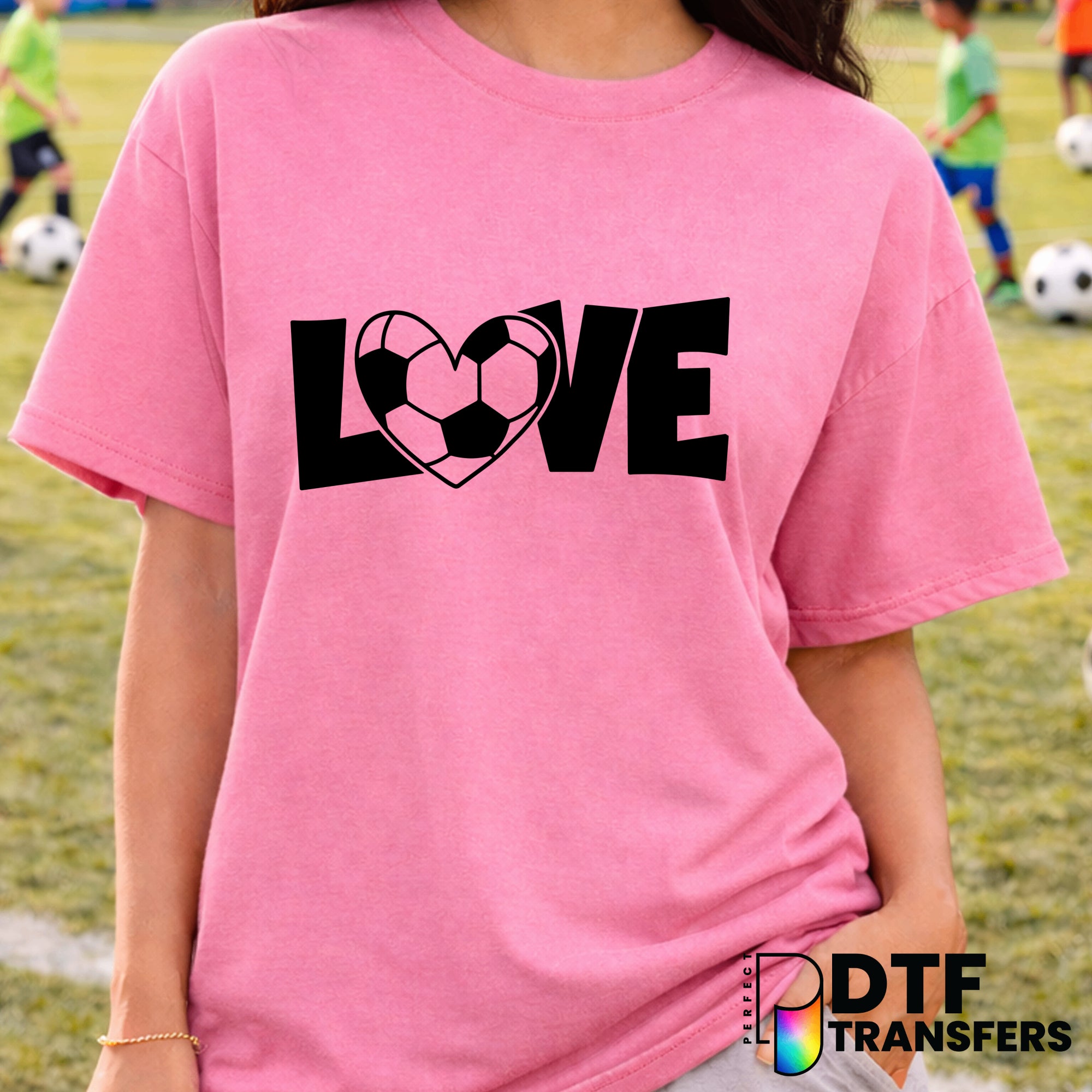 Love Soccer Heart & Ball – Soccer DTF Transfer