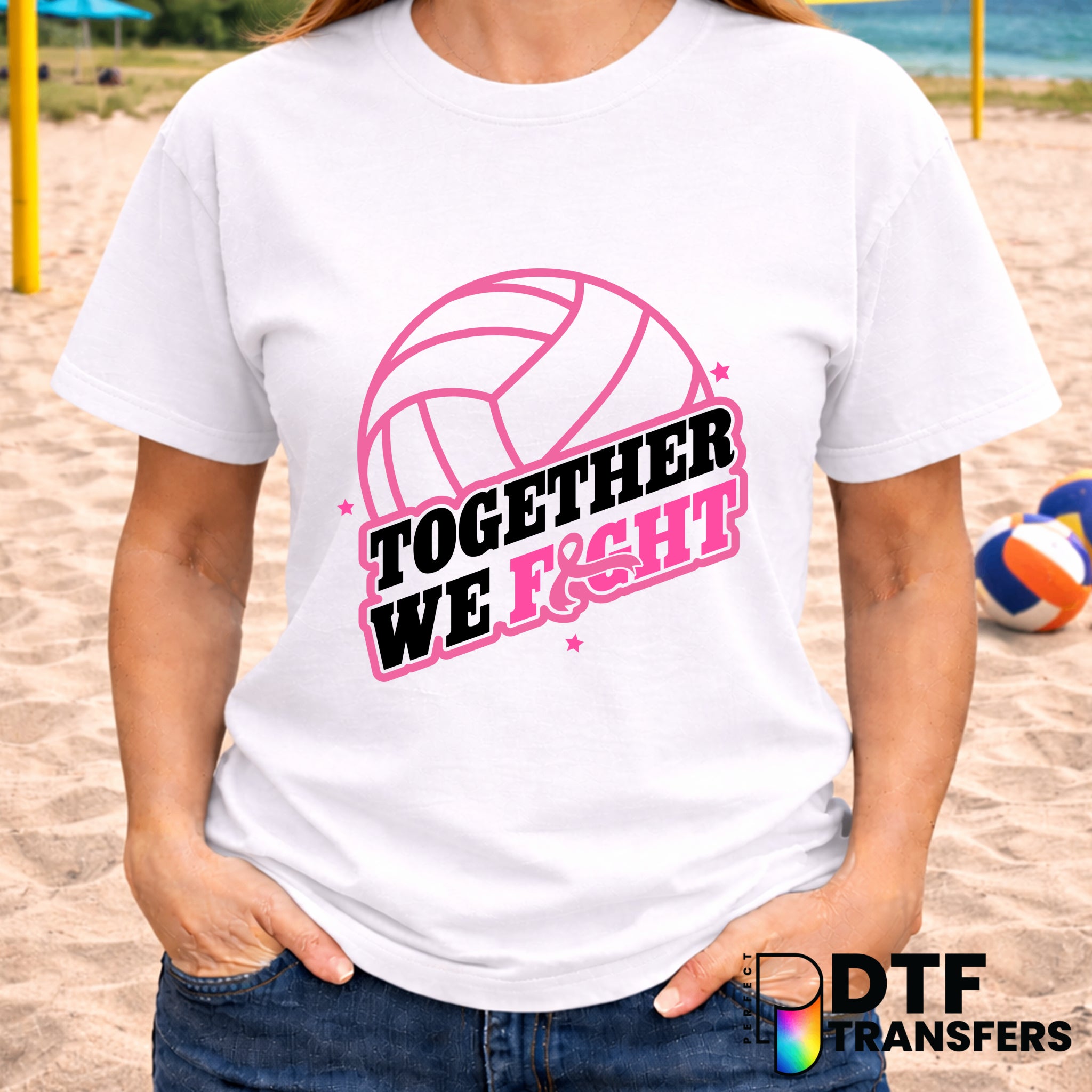 Together We Fight Breast Cancer Awareness – Volleyball DTF Transfer