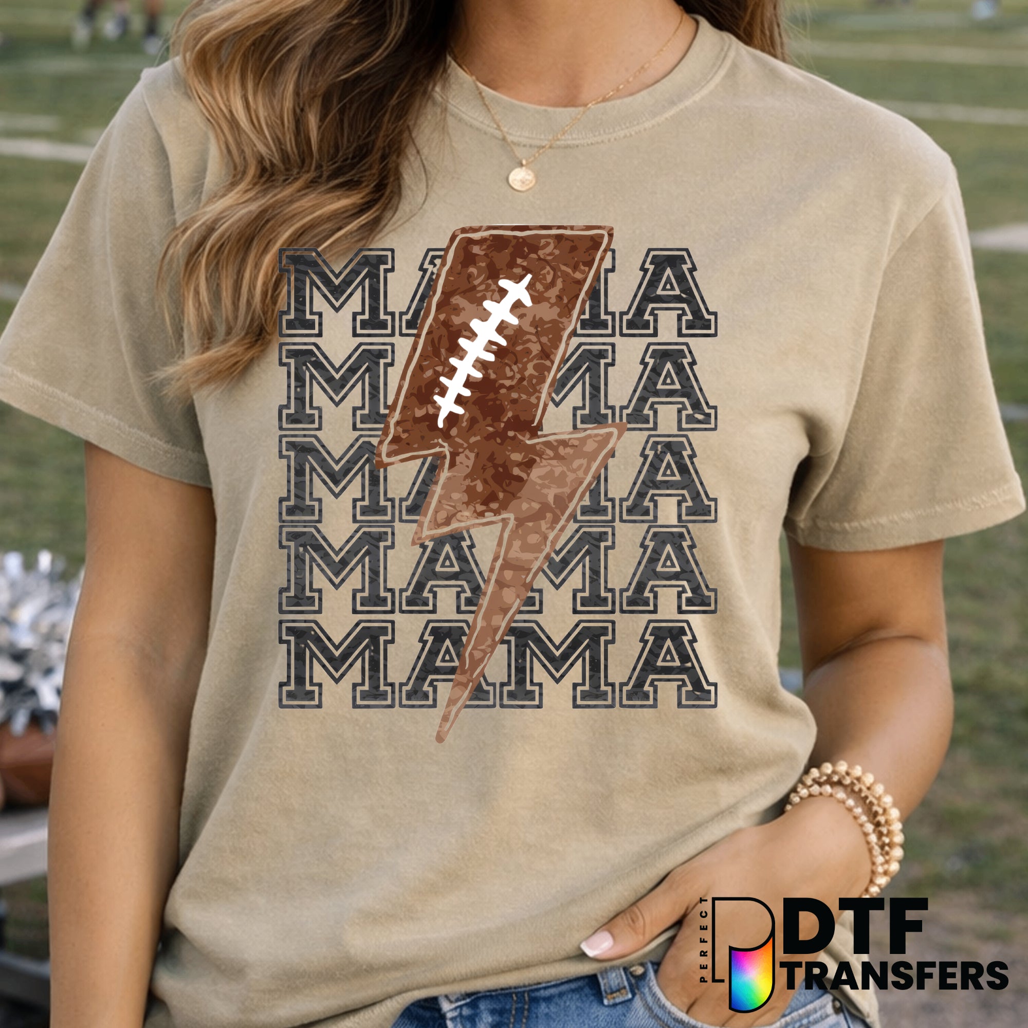 Football Mama with Lightning Bolt – Football DTF Transfer