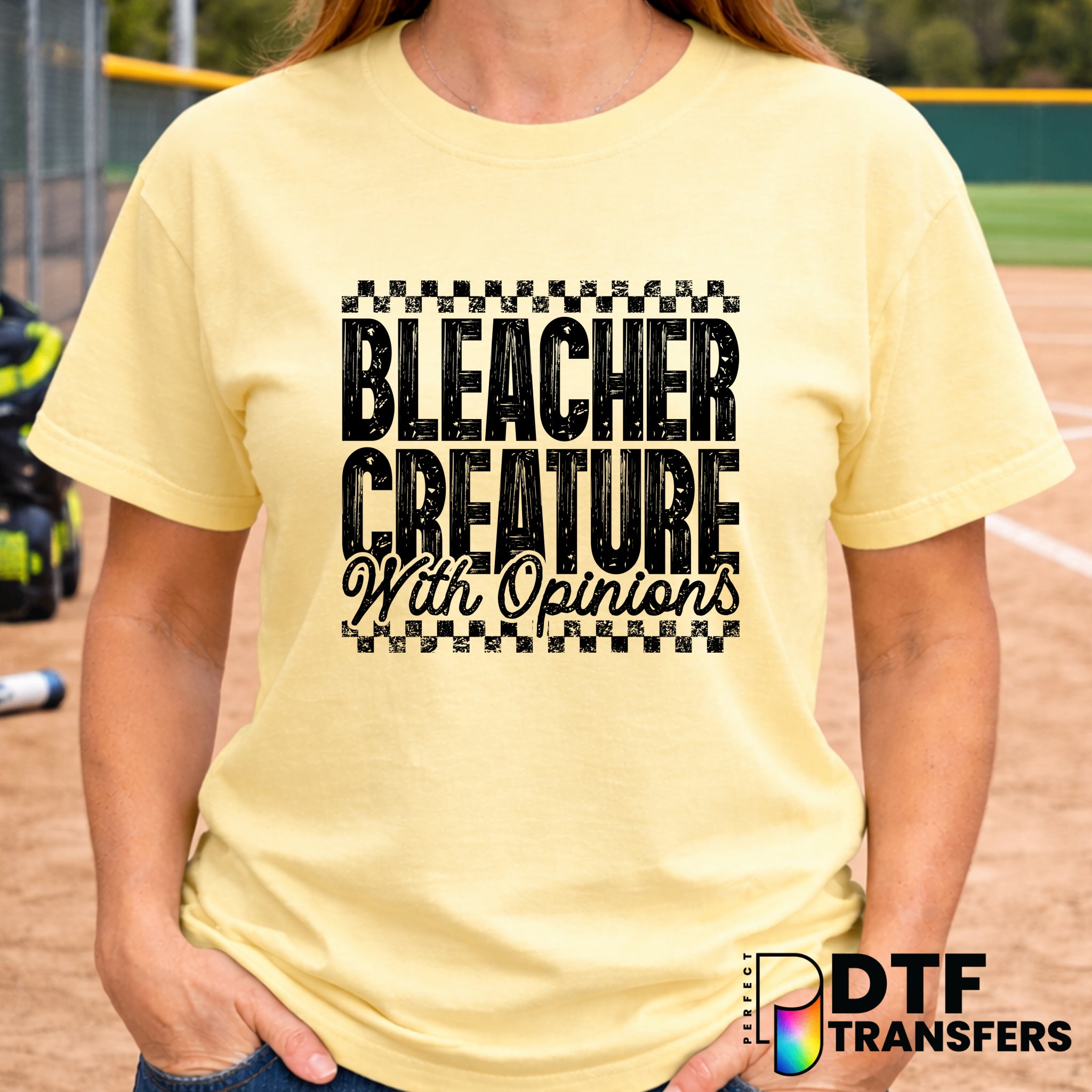 Bleacher Creature with Opinions – Softball DTF Transfer