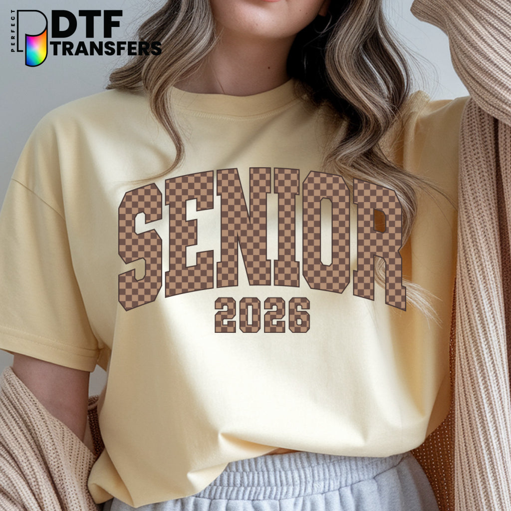 BROWN CHECKERED SENIOR 2026 – Teacher DTF Transfer